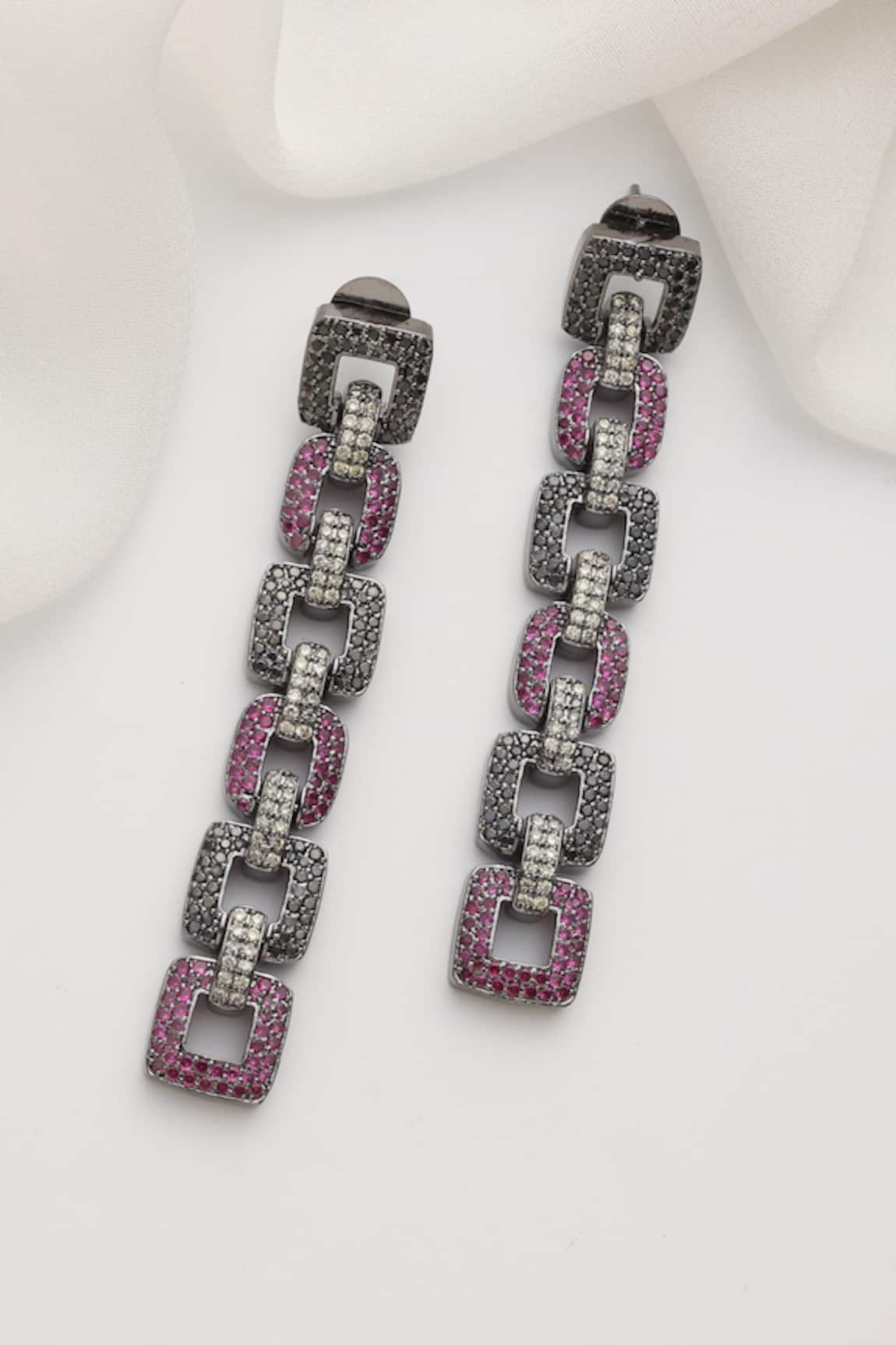SWABHIMANN Multicolour Zirconia Dangler Earrings 