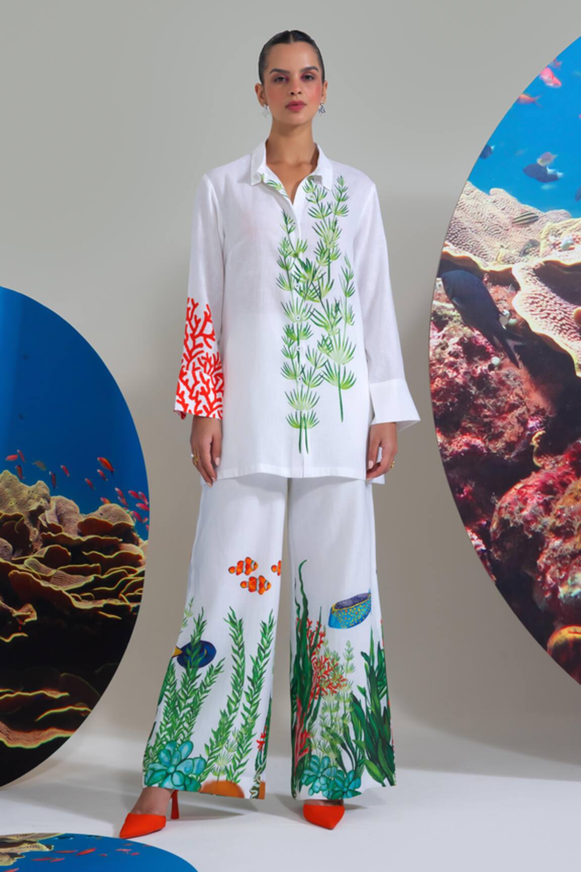 Nautanky Designer Coral Print Pant Set 