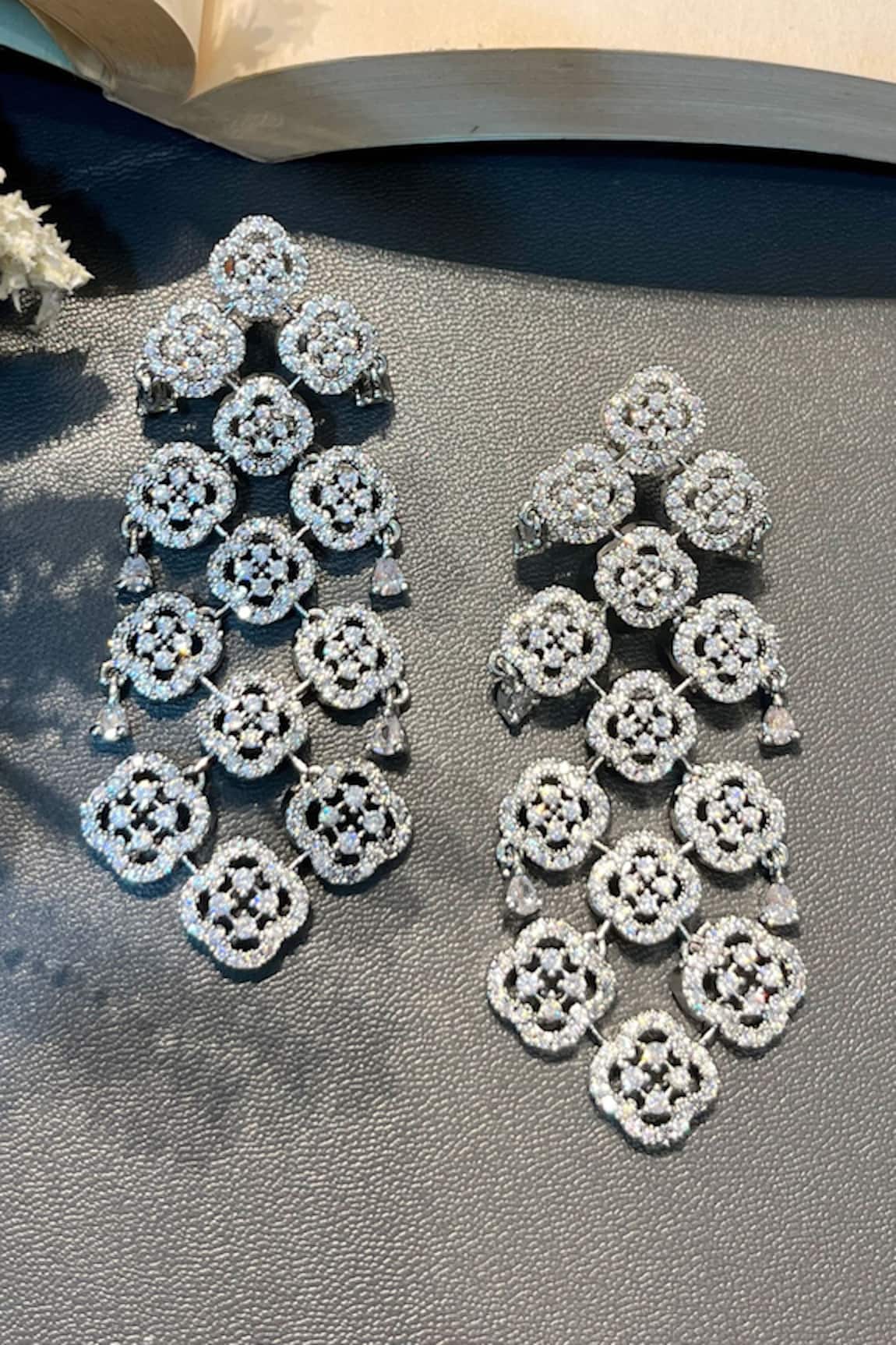 Prestones Designer Silver Danglers 