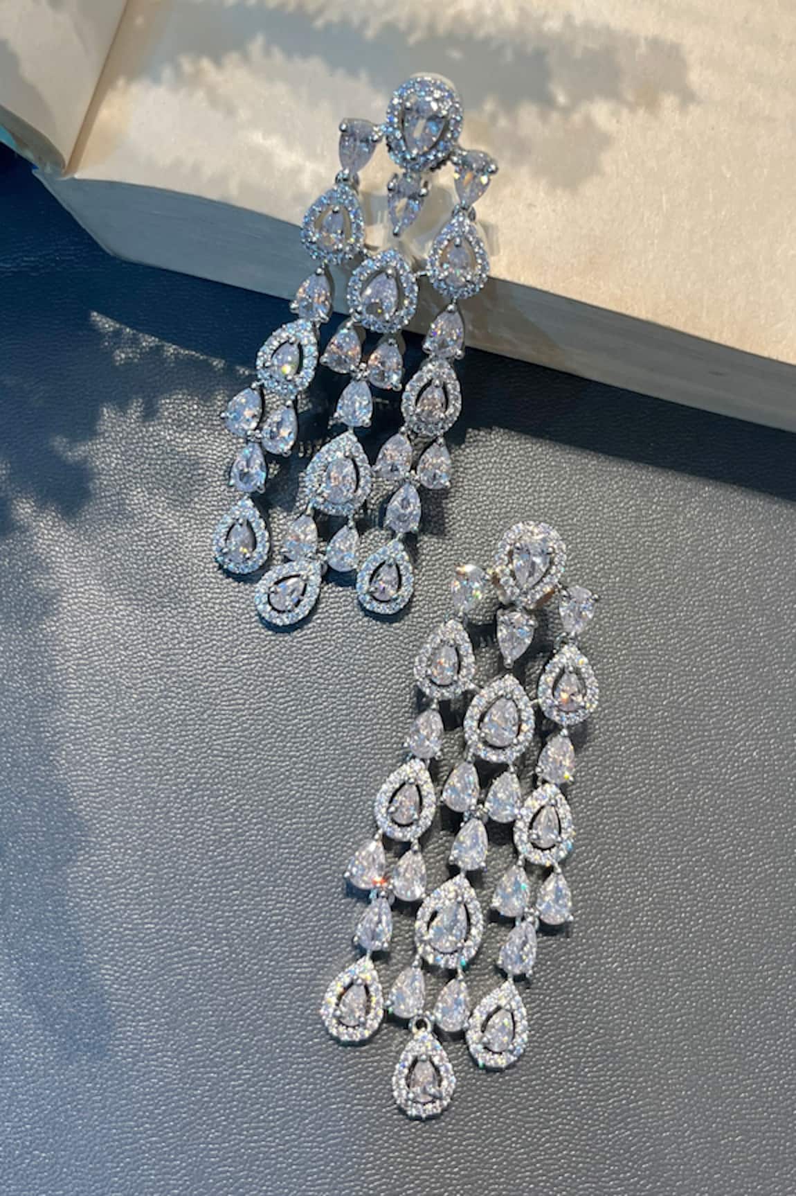 Prestones Silver Designer Chandeliers Earrings 