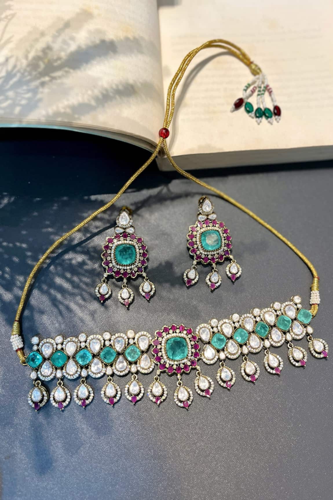 Prestones Designer Green Necklace & Earring Set 