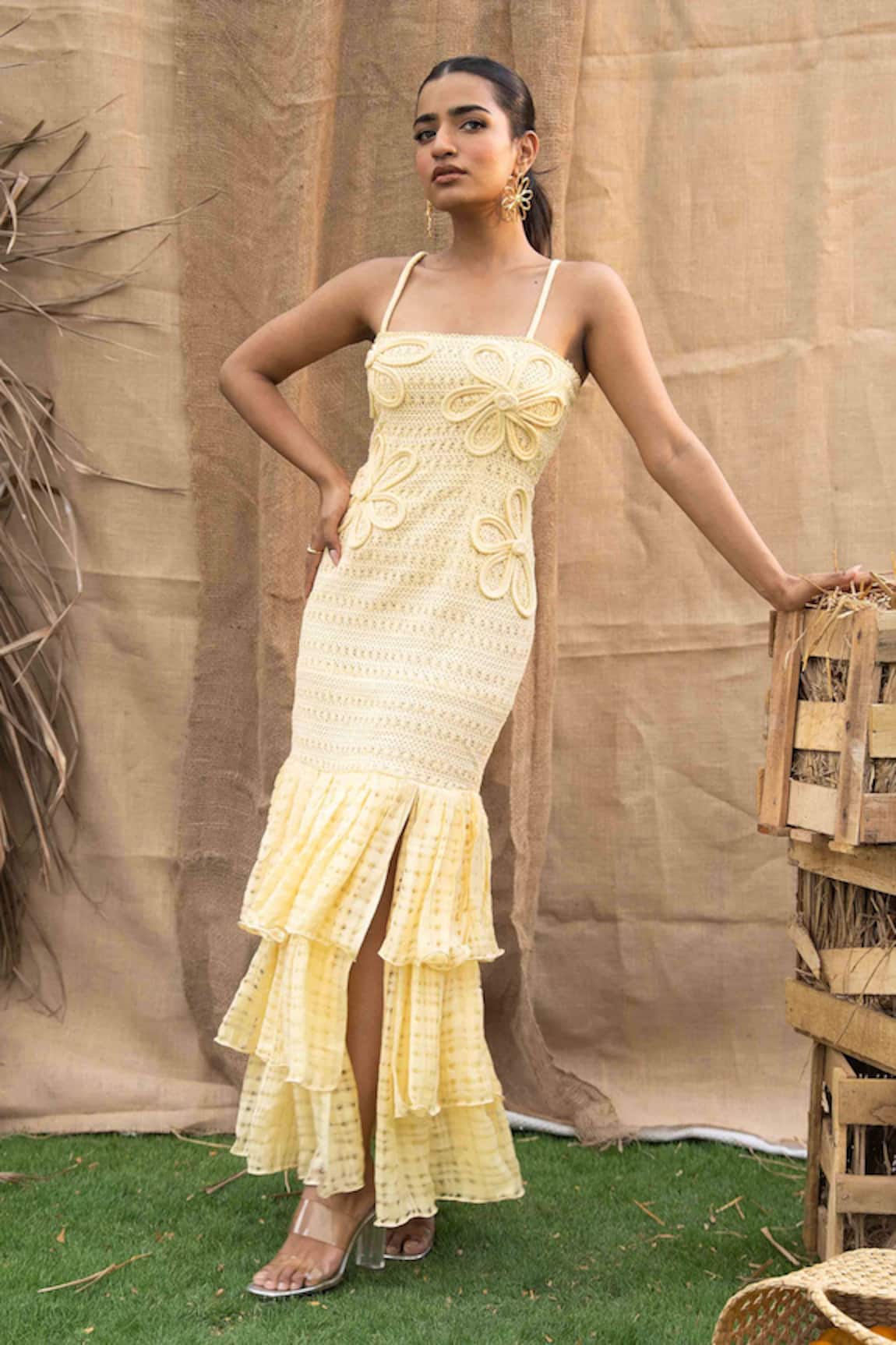 Kalakaari By Sagarika Butter Yellow Maxi Dress 