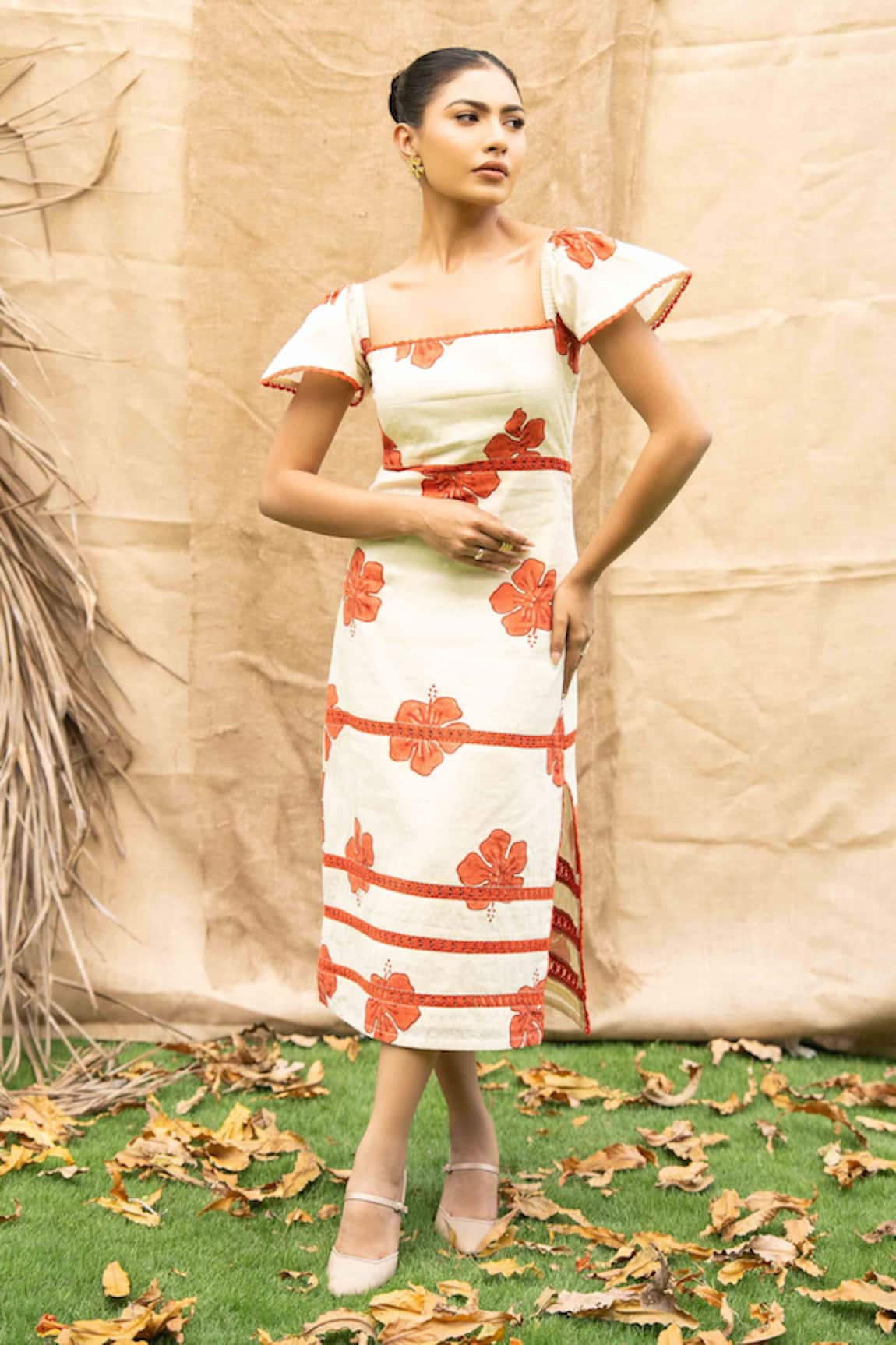 Kalakaari By Sagarika Floral Embroidered Midi Dress 