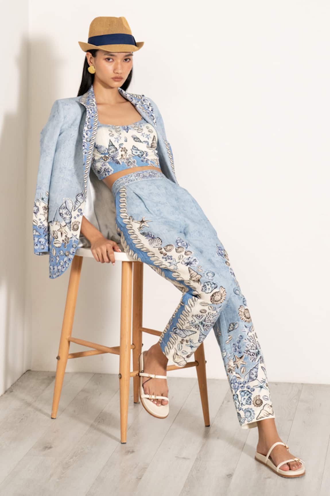 RANNA GILL Sky Blue Coraline Printed Bustier 