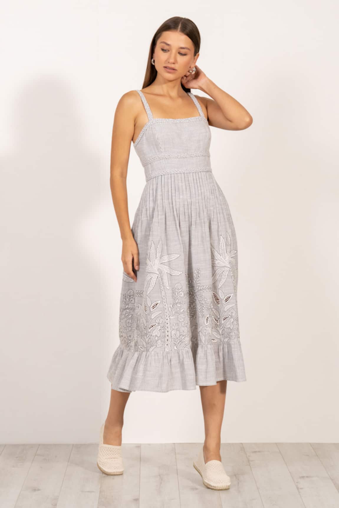 RANNA GILL Athea Braided Midi Dress 