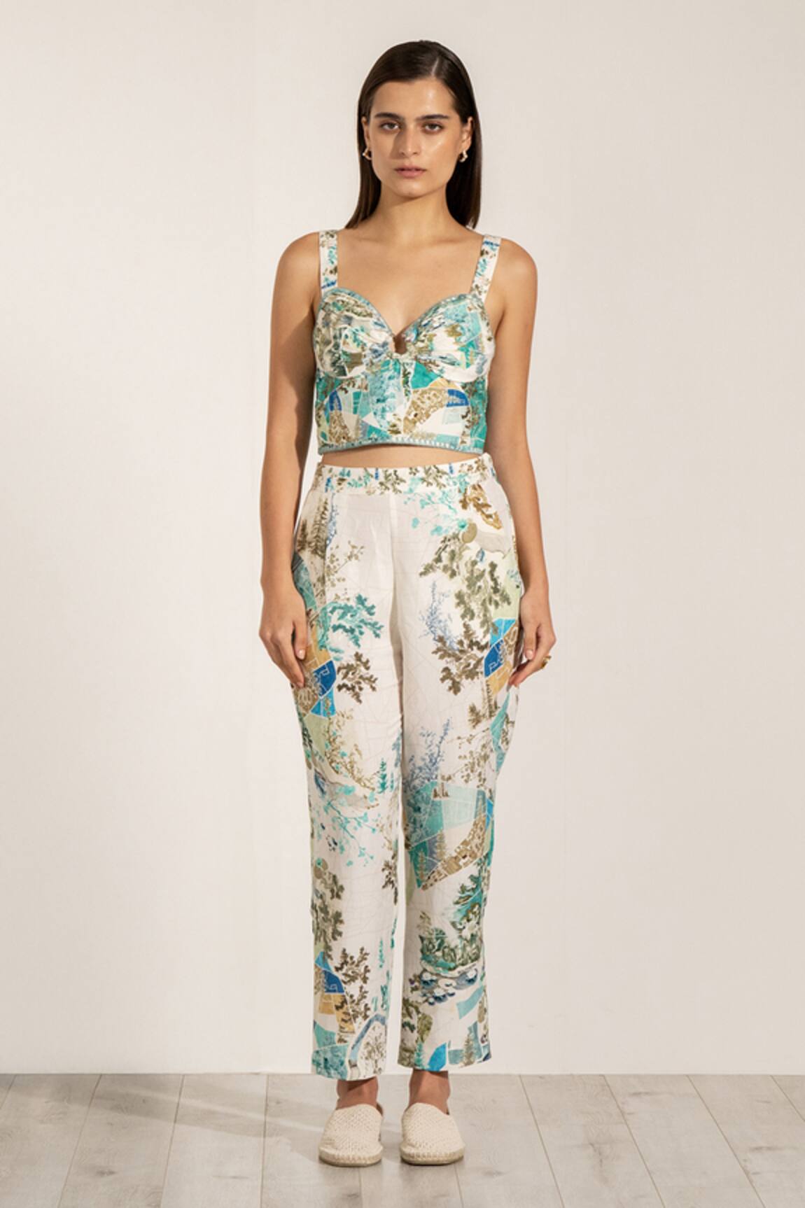 RANNA GILL Glim Rara Printed Viscose Linen Pants 