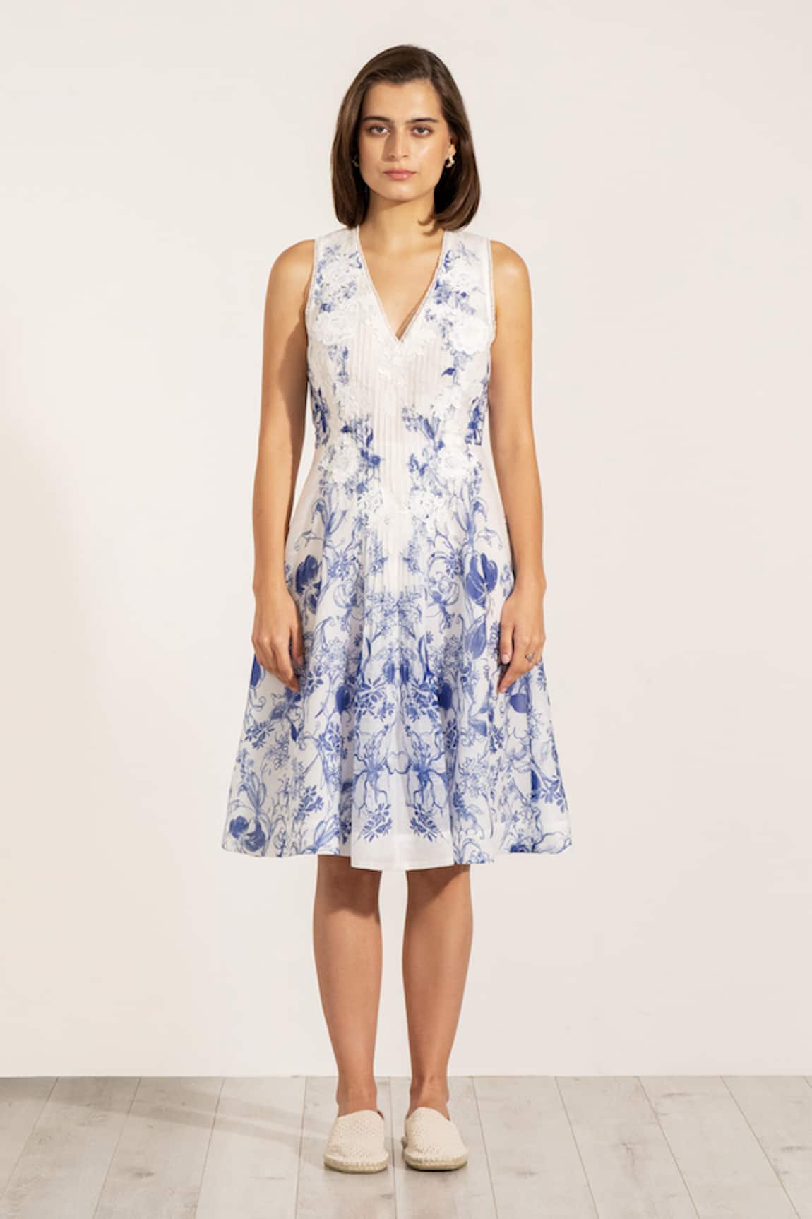 RANNA GILL Serena Pintuck Midi Dress 