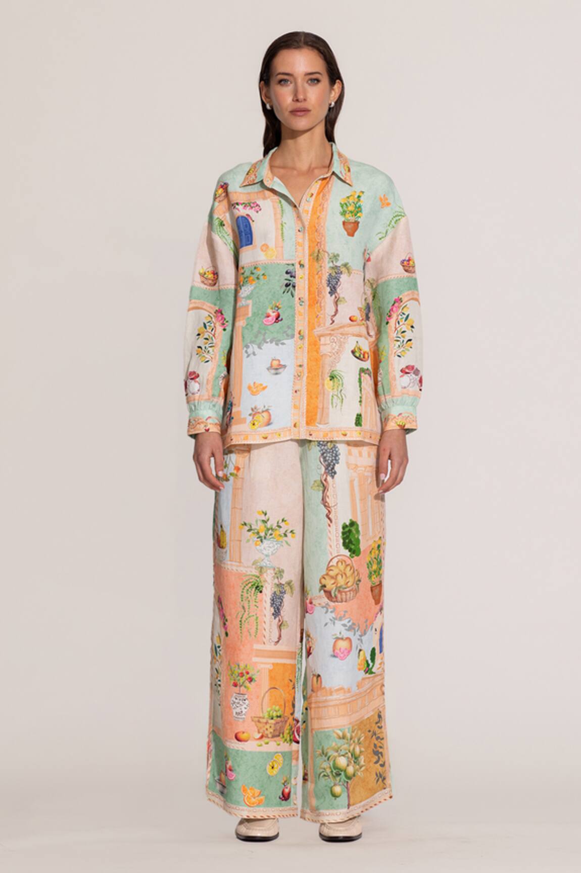 RANNA GILL Multi Color Elysia Buttondown Shirt 