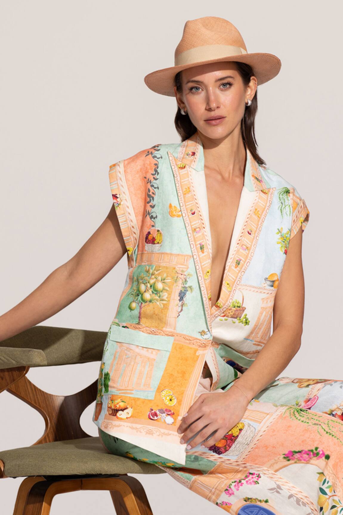 RANNA GILL Multi Color Sleeveless Jacket 