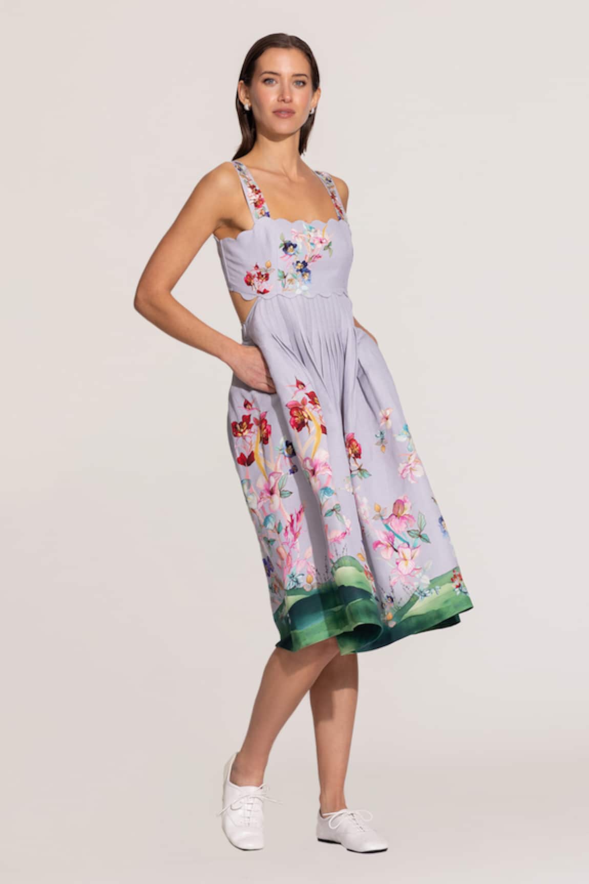 RANNA GILL Anaya Scalop Bodice Midi Dress 