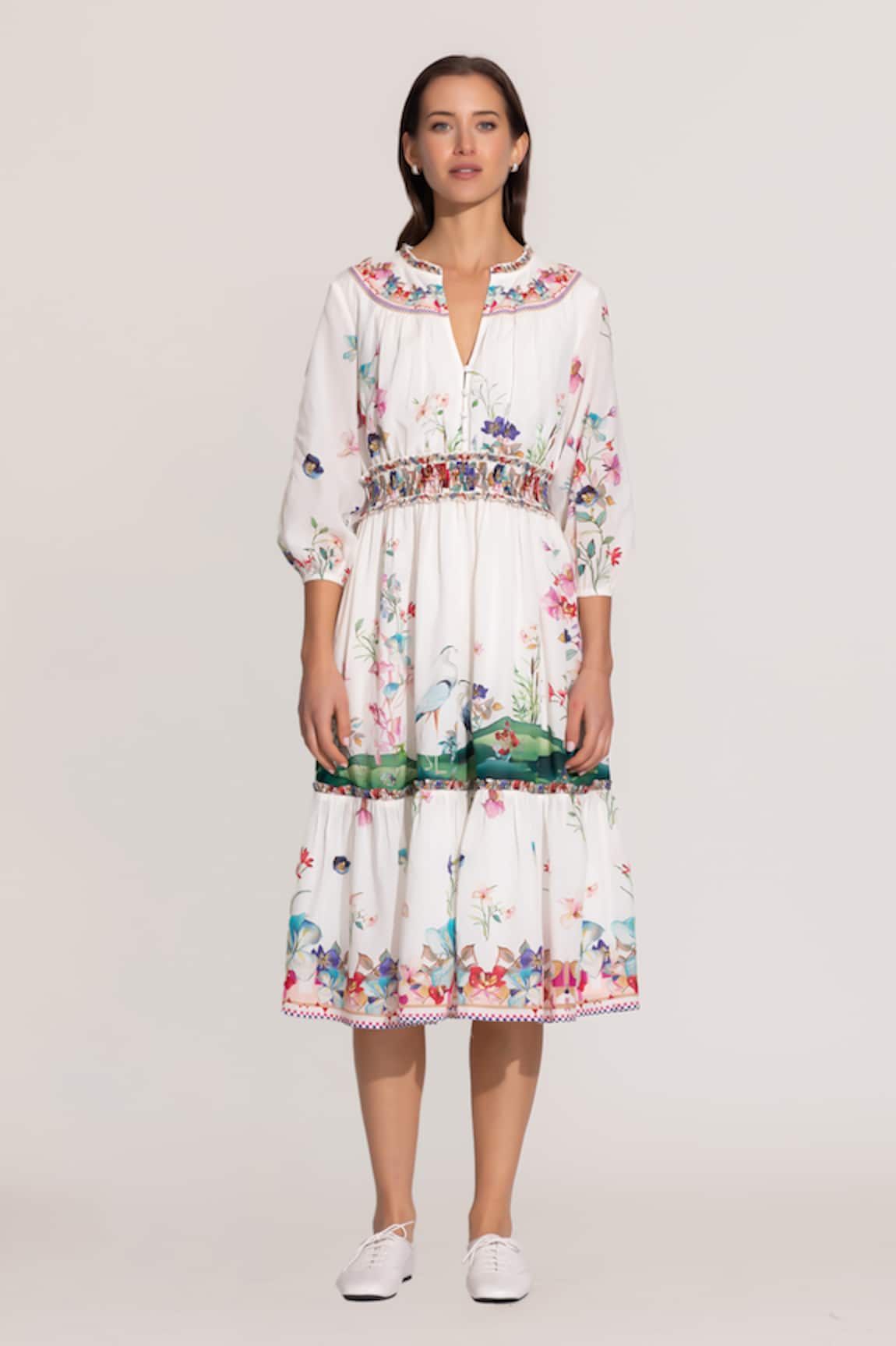 RANNA GILL Ivy Tier Midi Dress 