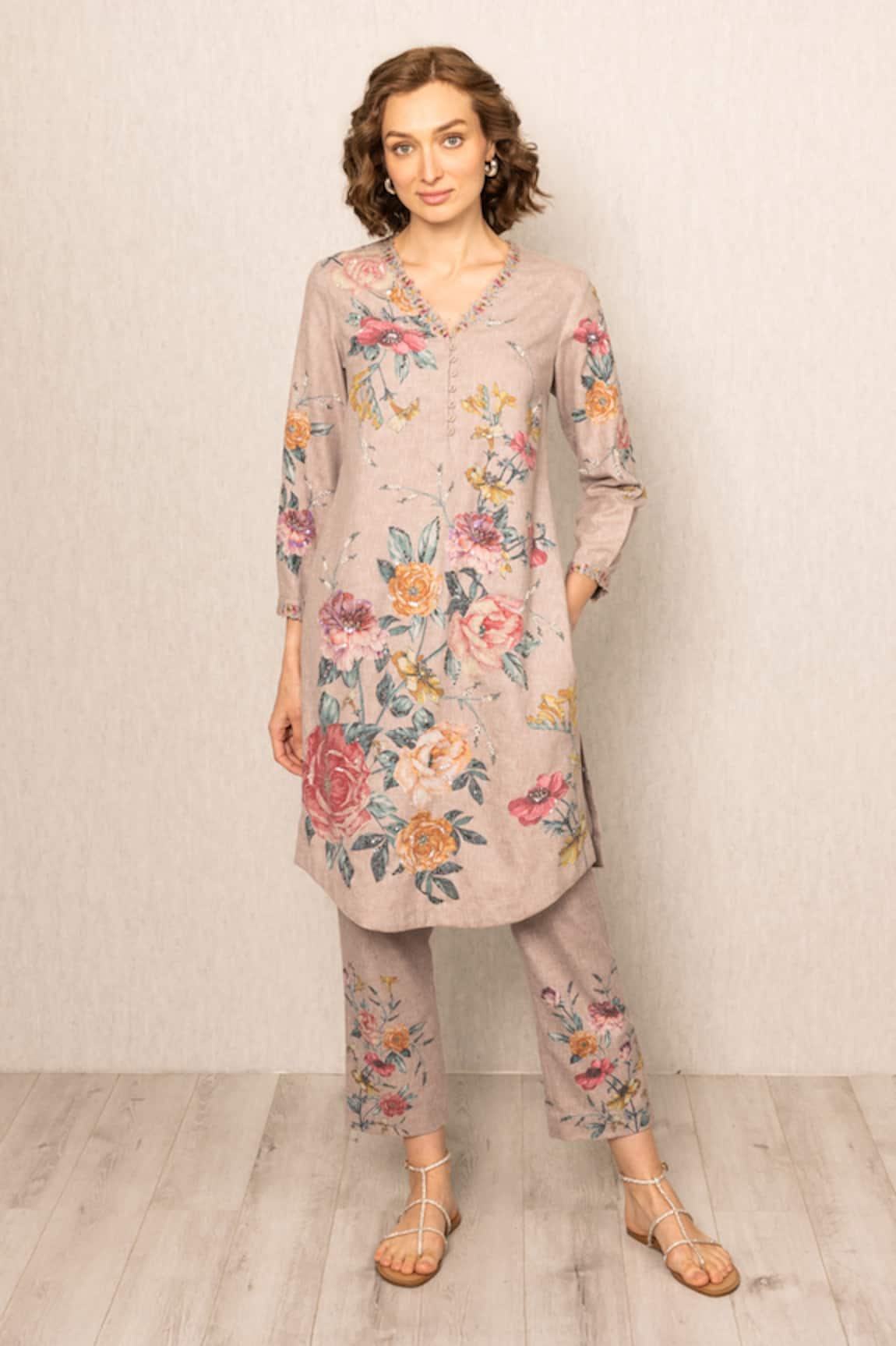 RANNA GILL Floral Mallow Kurta Set 