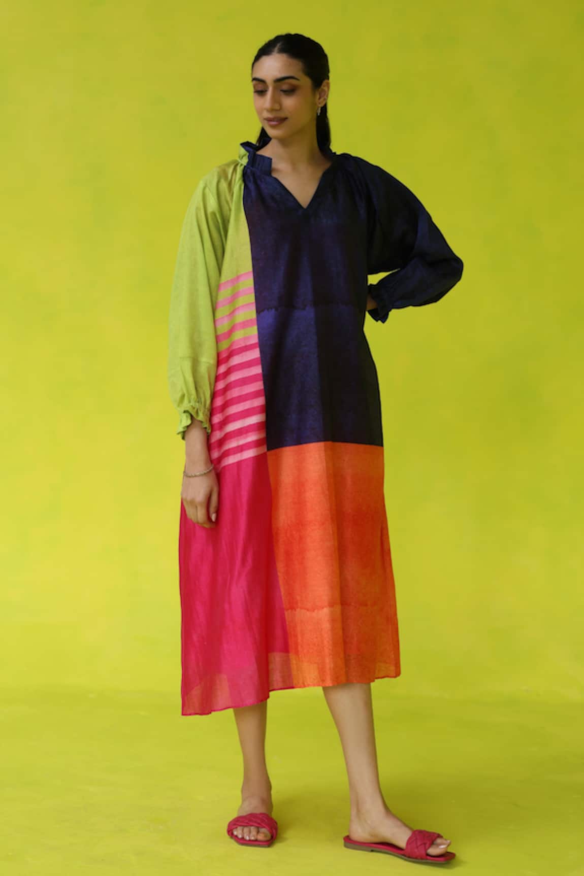 ROZA Multi Color Block Party Dress 