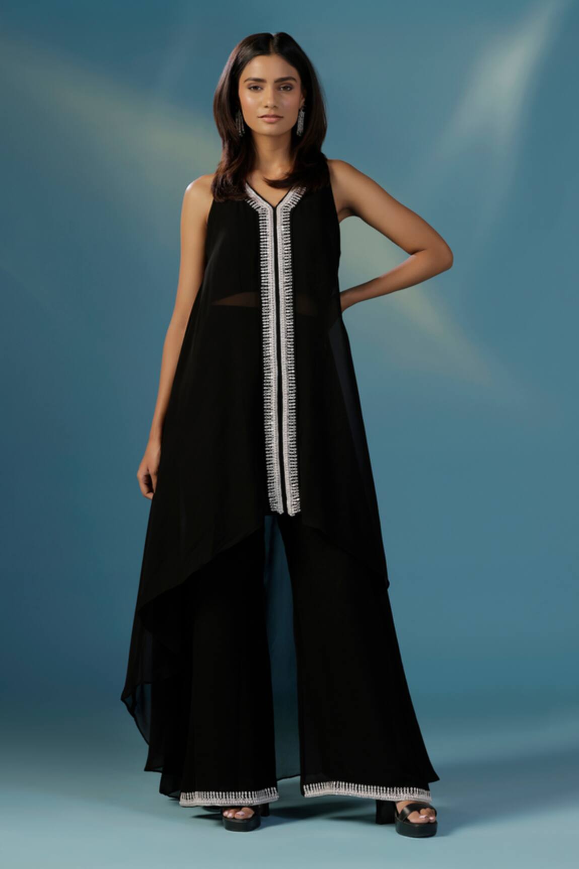Two Sisters By Gyans Designer Black Straight Kurta Set 