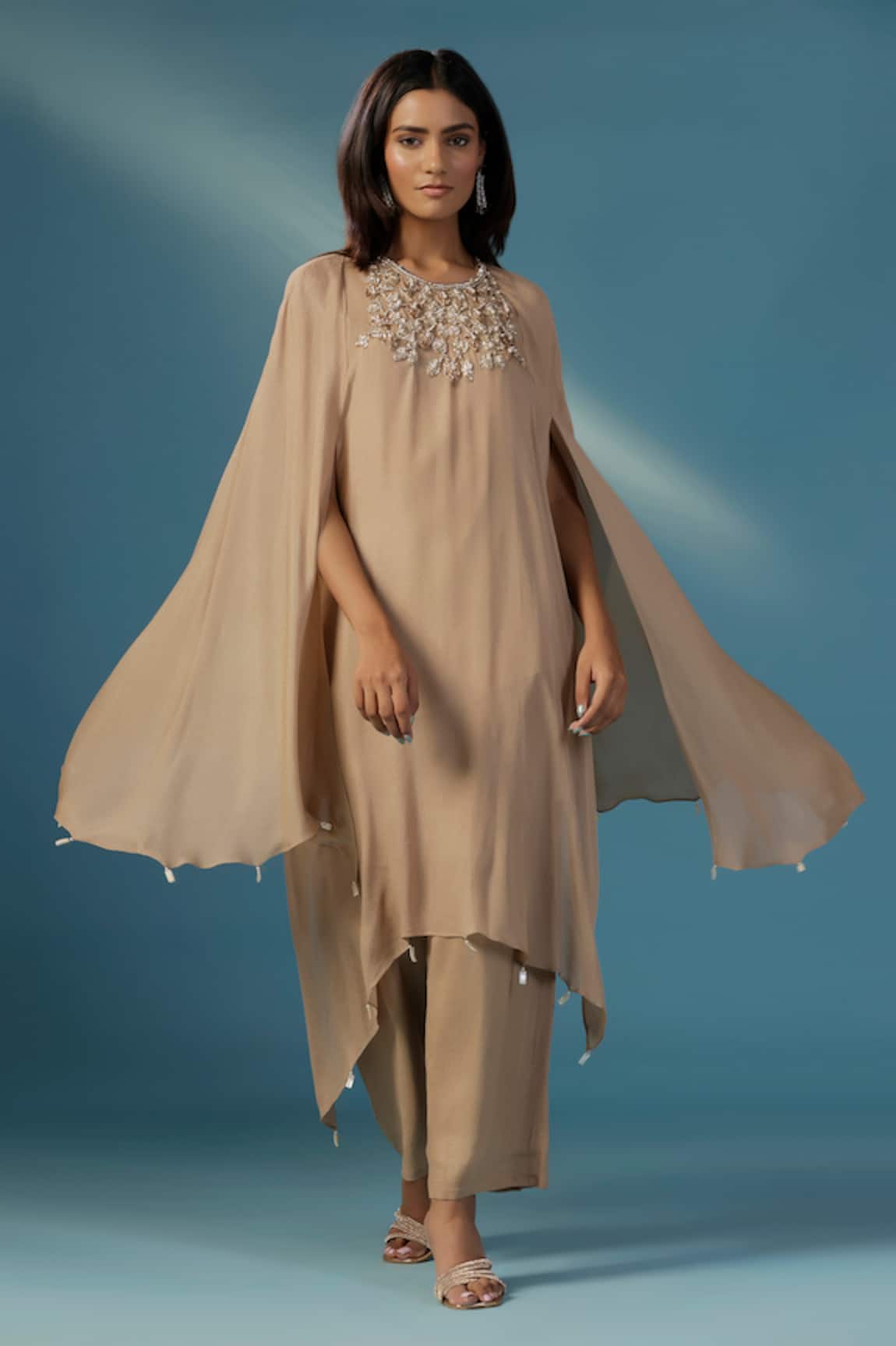 Two Sisters By Gyans Designer Shimmer Gold Kurta Set 