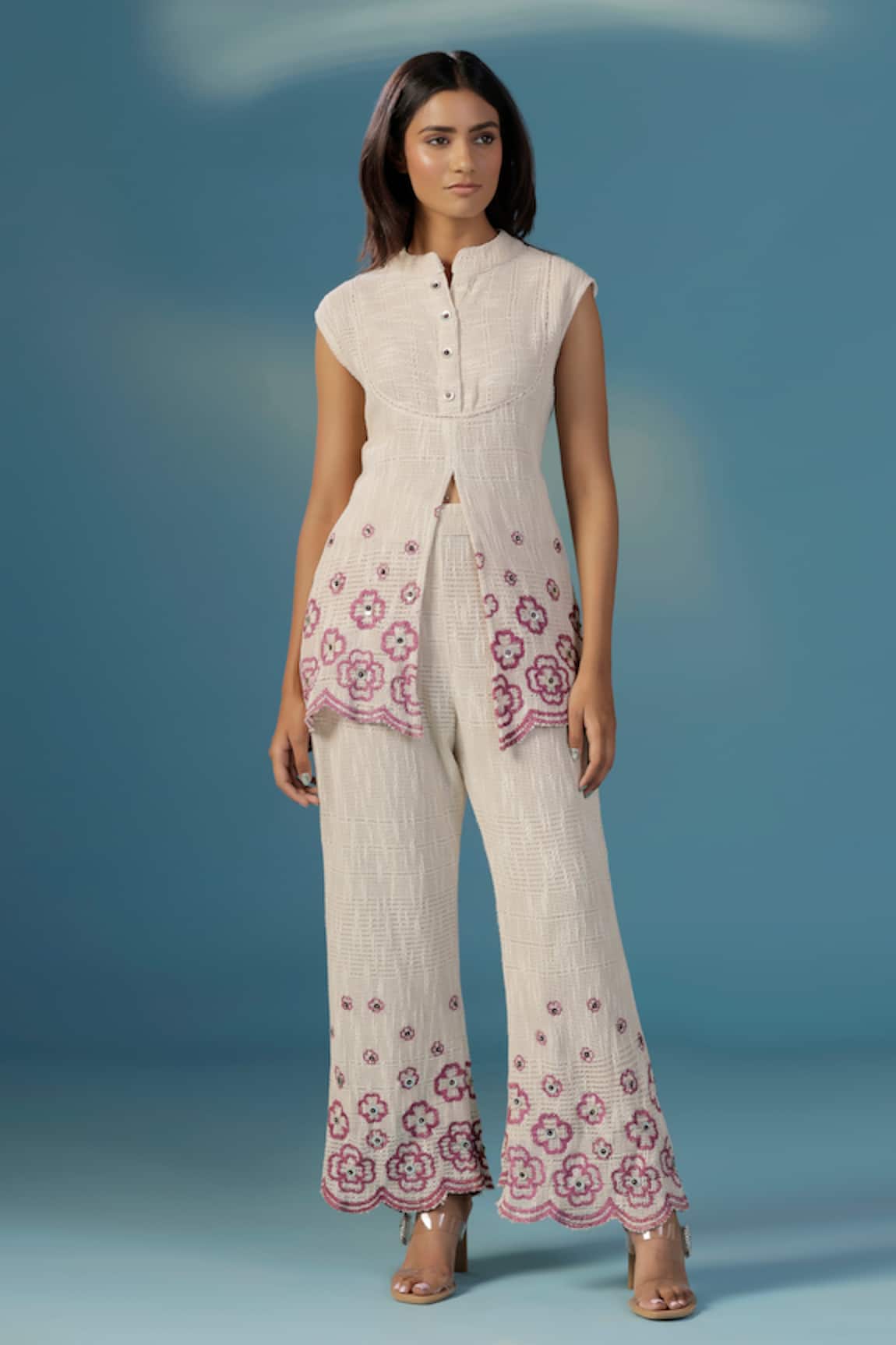 Two Sisters By Gyans White Organic Jute Kurta Set 
