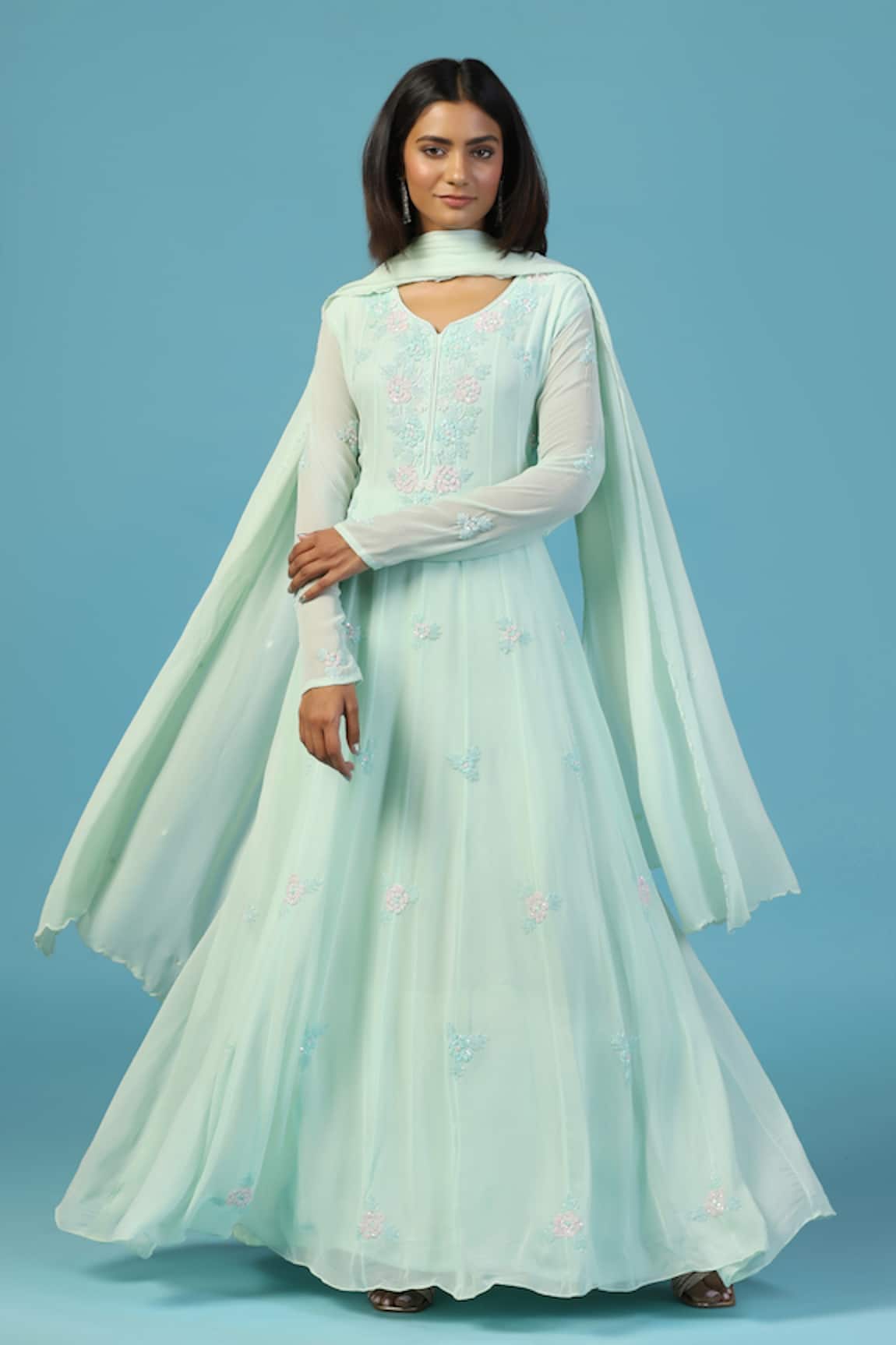 Two Sisters By Gyans Embroidered Anarkali Set with Dupatta 