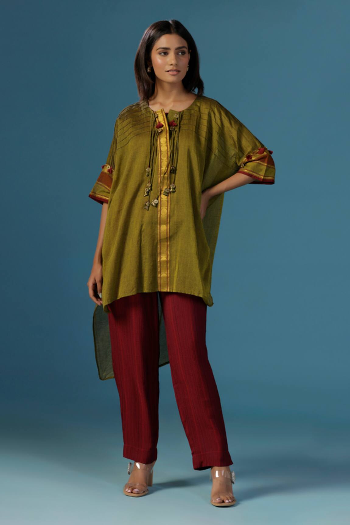 Two Sisters By Gyans Chanderi Cotton Kaftan & Pant Set 