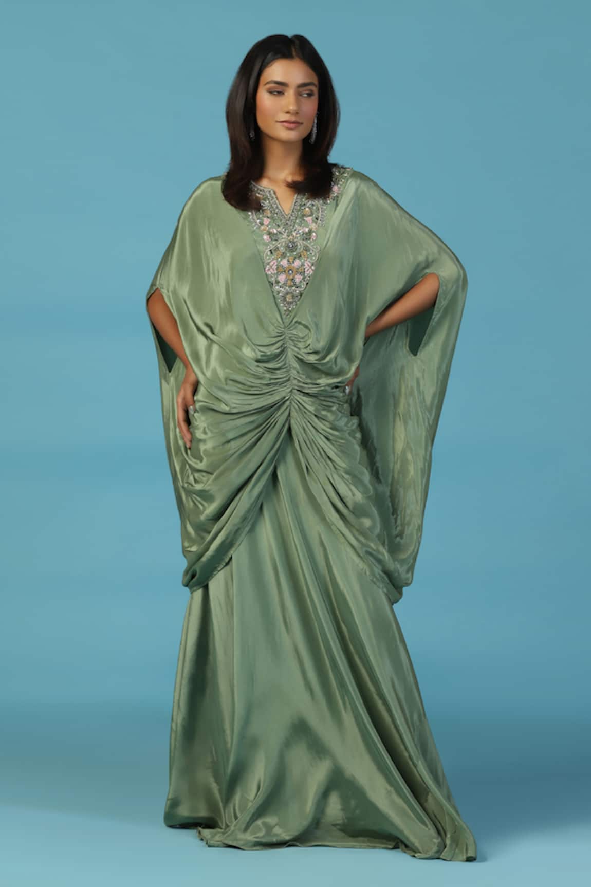 Two Sisters By Gyans Designer Green Kaftan Set 