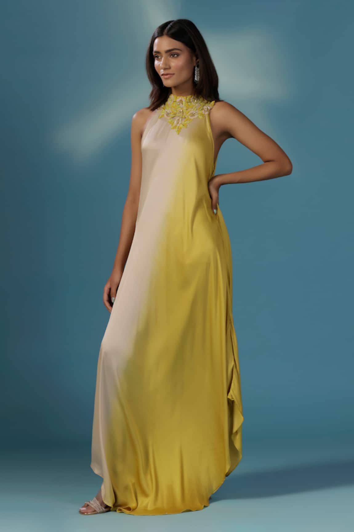 Two Sisters By Gyans Designer Satin Maxi Dress 