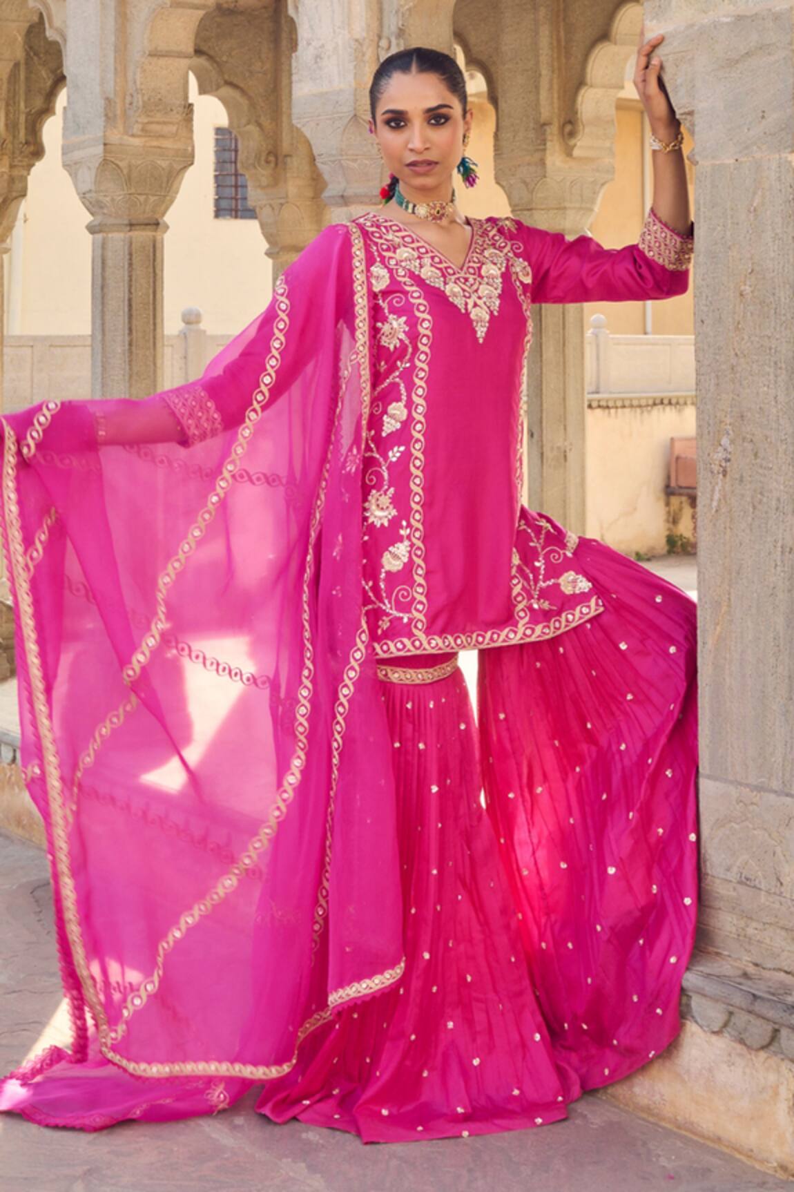 Vinita Bhansali Rani Silk Sharara Set 