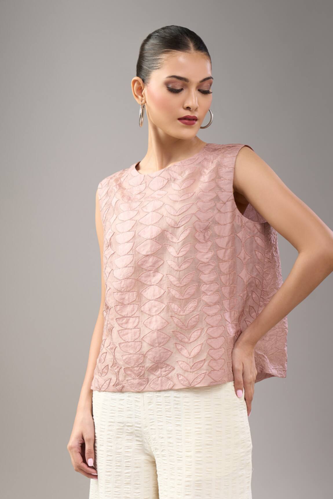Divyam Mehta Pink Mulberry Textured Top 