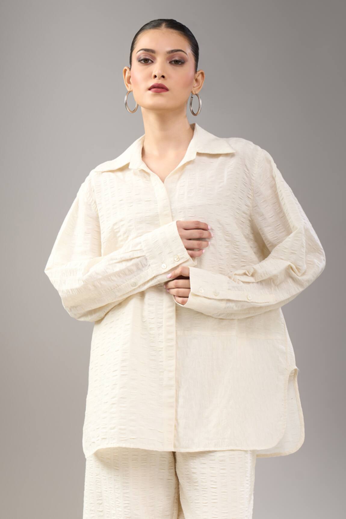 Divyam Mehta Cream Handloom Cotton Shirt 
