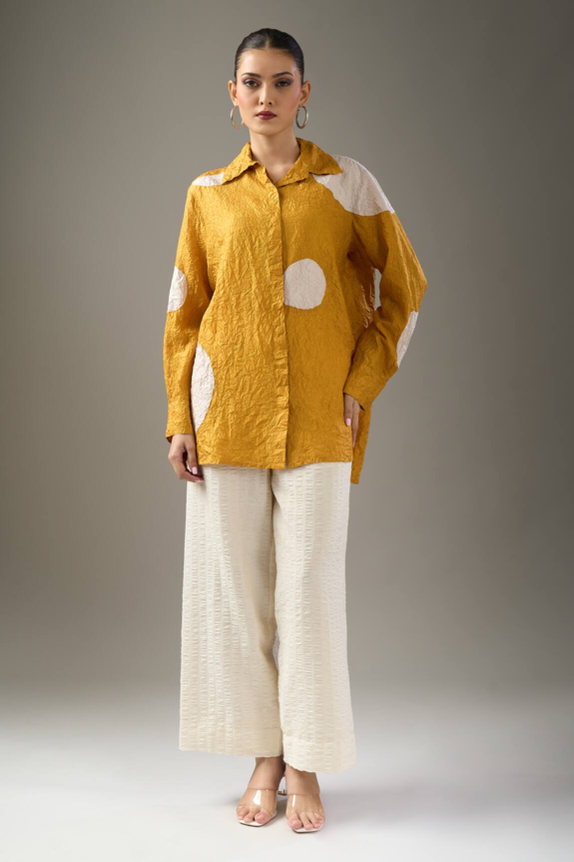 Divyam Mehta Yellow Polka Dot Shirt 
