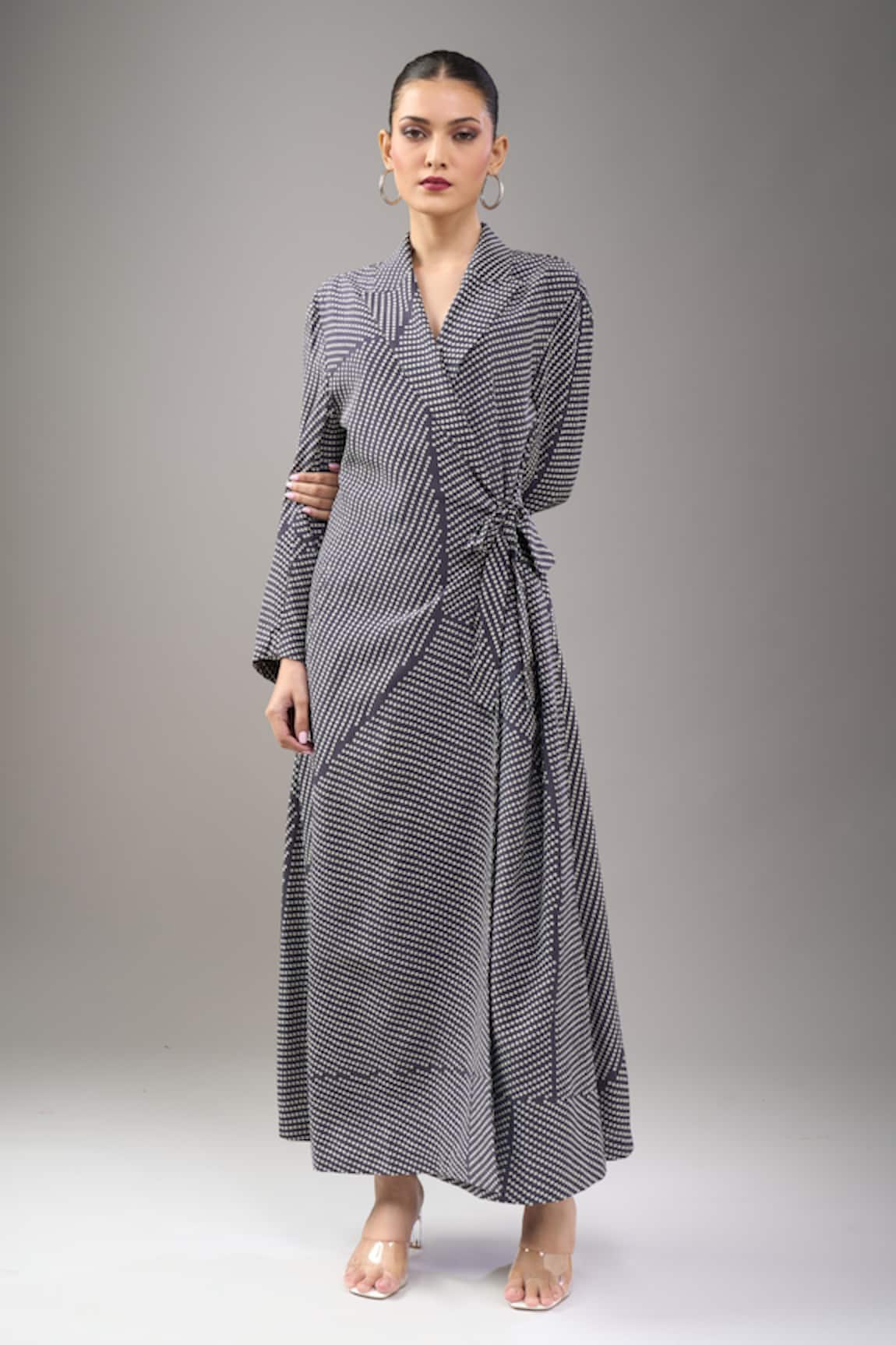Divyam Mehta Coal Crepe Maxi Dress 