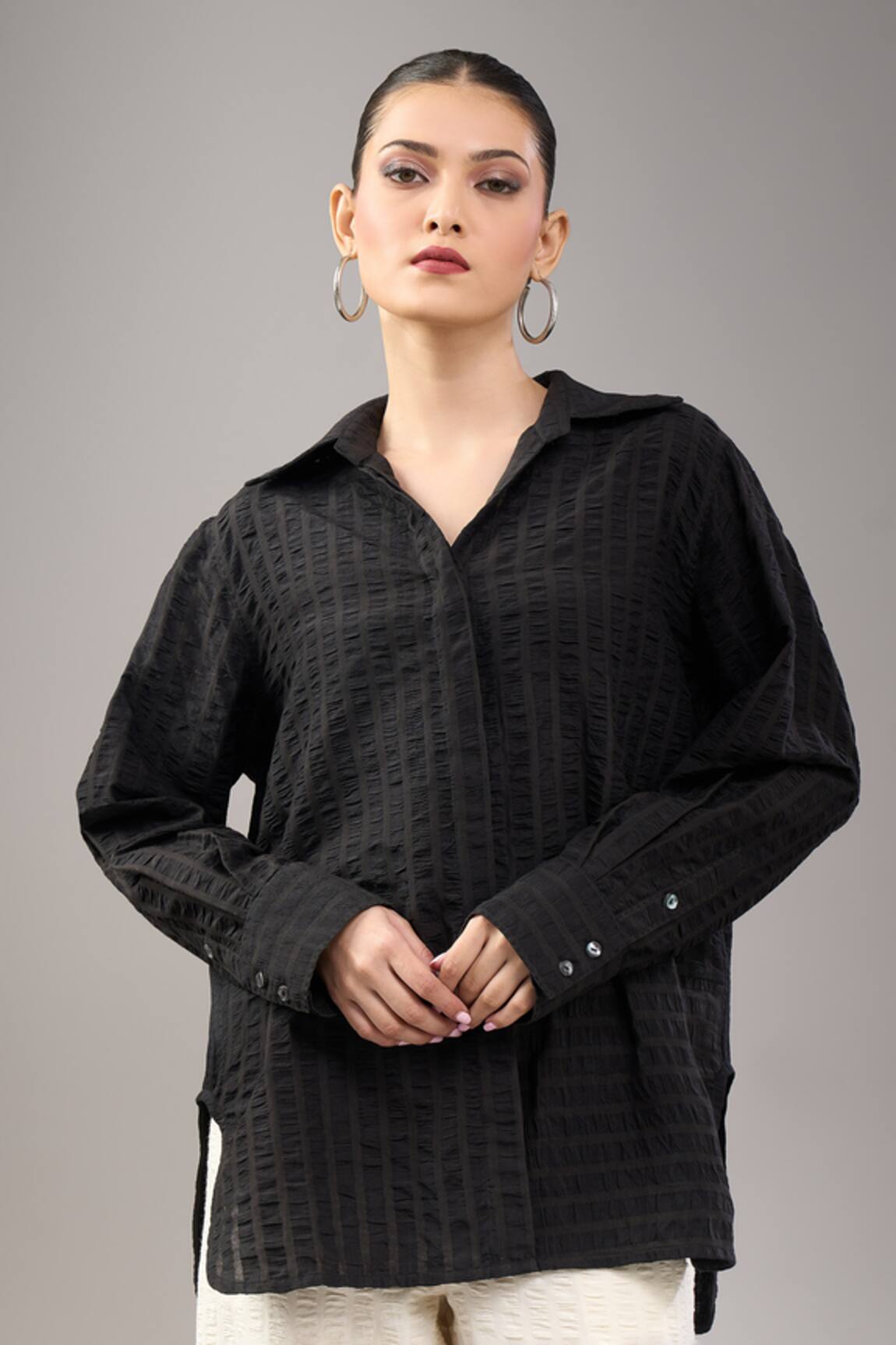 Divyam Mehta Coal Handloom Cotton Shirt 