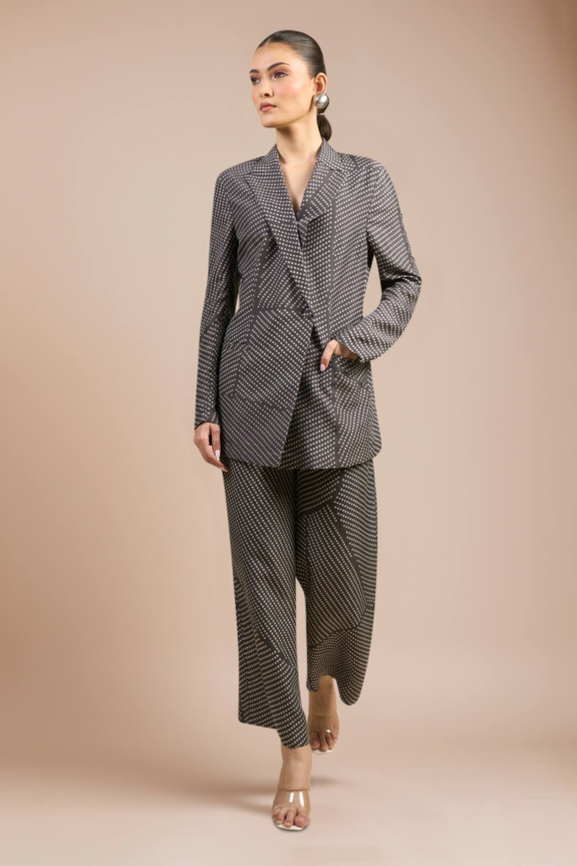 Divyam Mehta Coal Vegan Silk Pant Set 