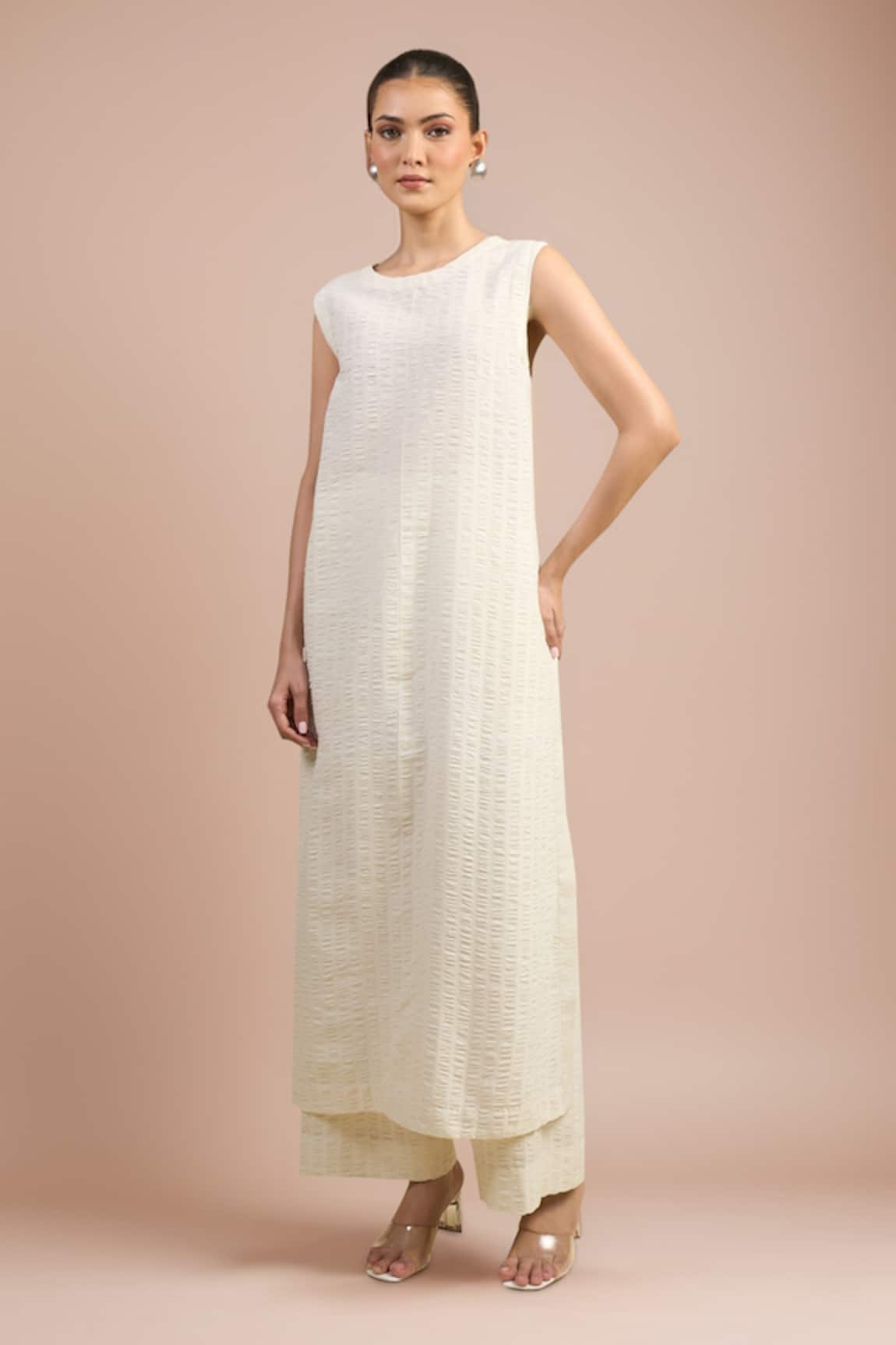 Divyam Mehta Cream Handloom Cotton Kurta Set 