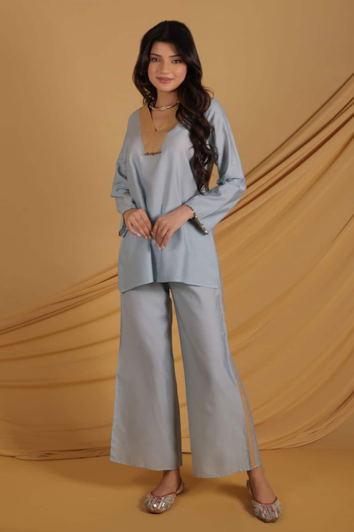 Grass & Sunshine Azure Embellished Kurta Set 
