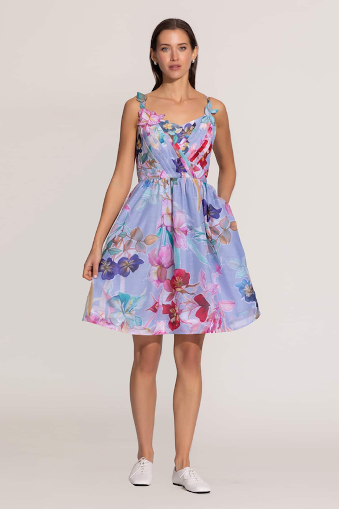 RANNA GILL Florin Pleated Mini Dress 
