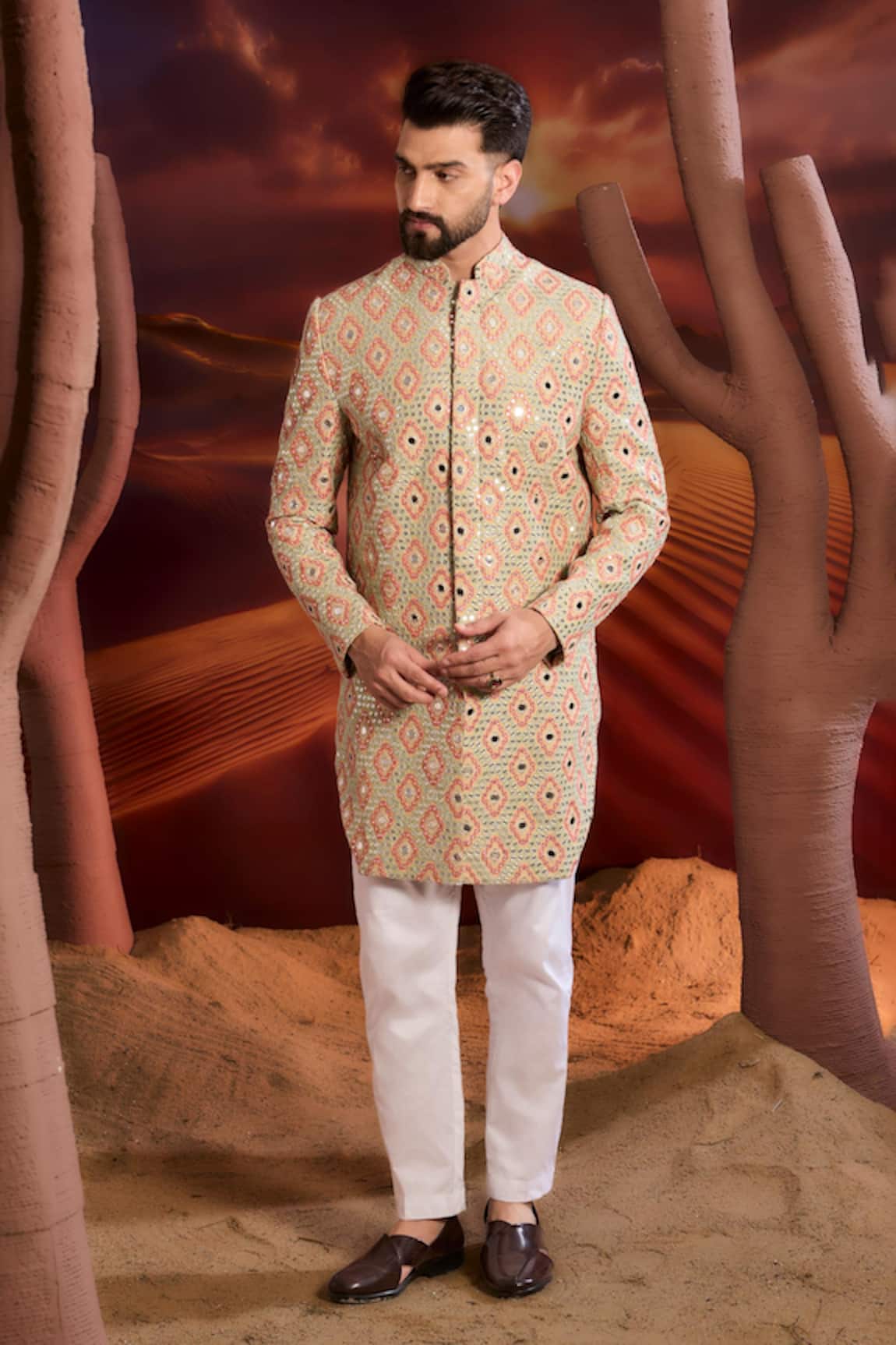 Kasbah Designer Multi Color Sherwani 