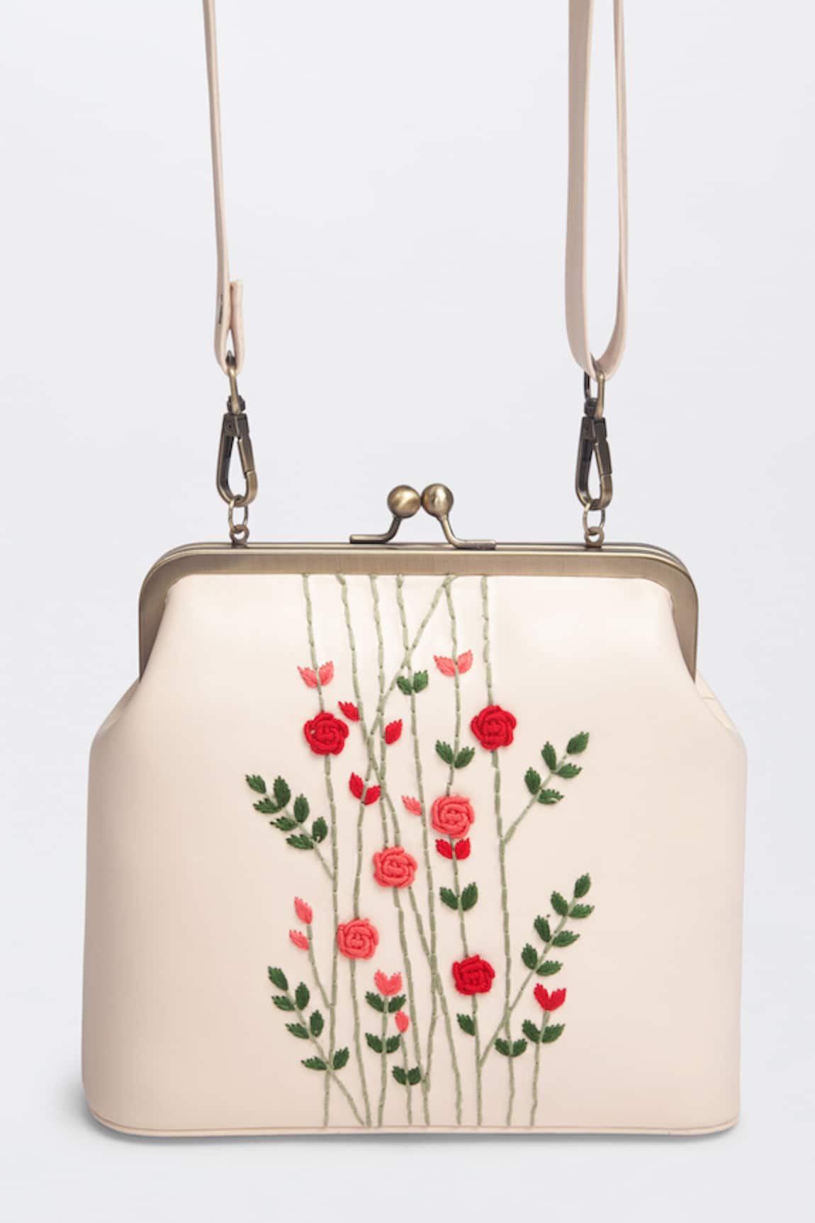 Miri Hand Embroidered Rosebuds Clutch 
