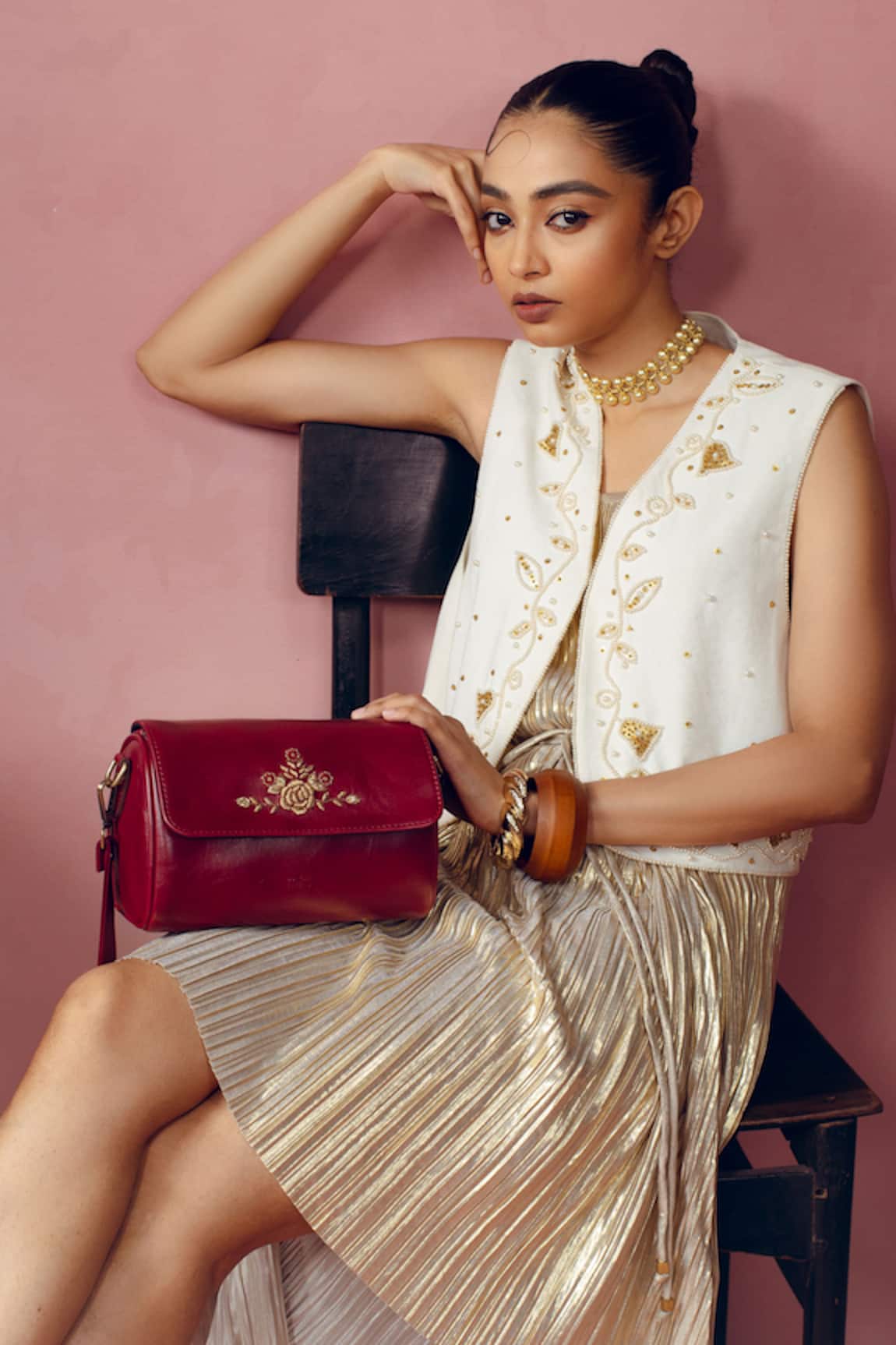 Miri Hand Embroidered Retro Flap Sling 