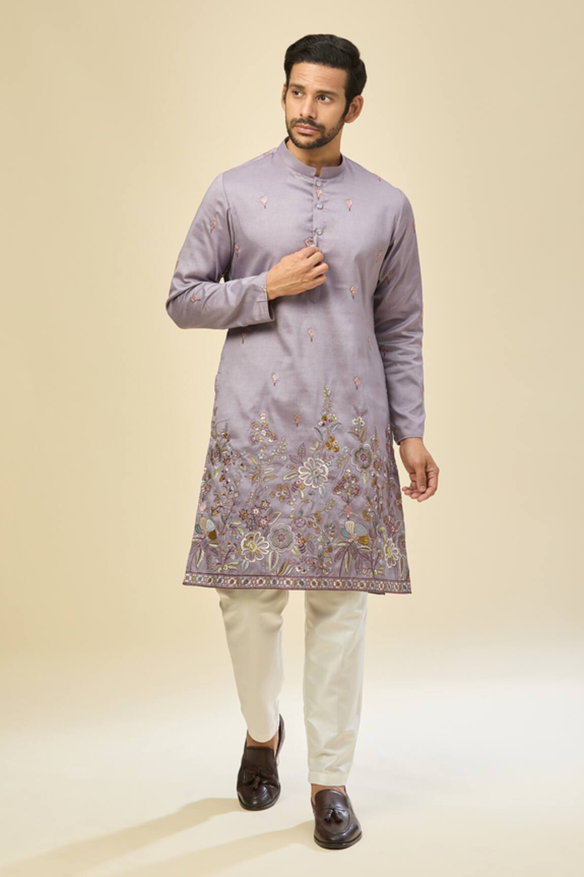 RNG Safawala Embroidered Purple Kurta Set 