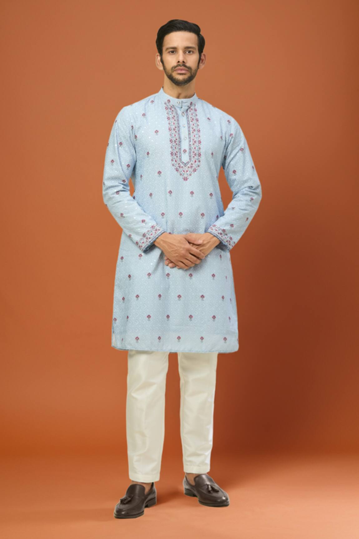 RNG Safawala Blue Embroidered Kurta Set 