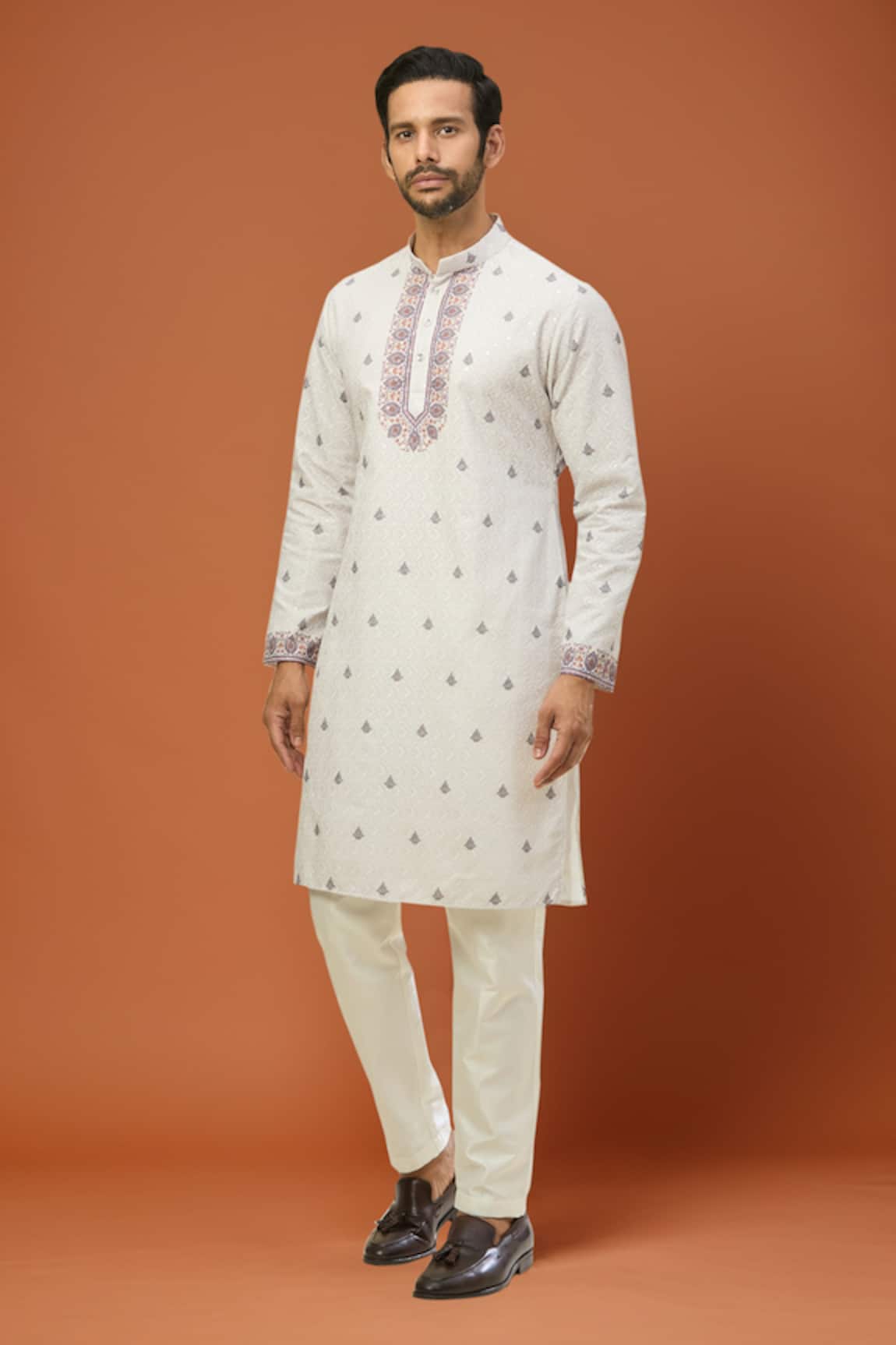 RNG Safawala White Embroidered Kurta Set 
