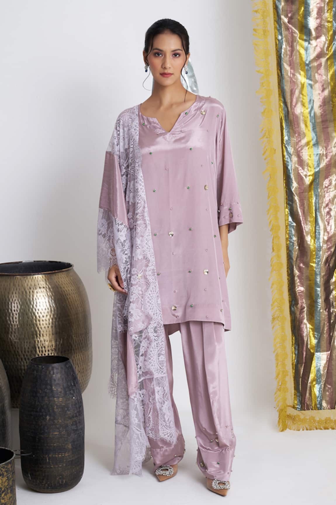 Siyona by Ankurita Mauve Designer Kurta Set with Dupatta 