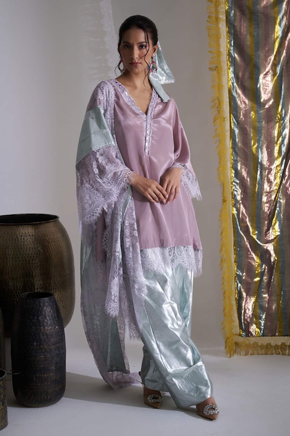 Siyona by Ankurita Mauve Viscose Crepe Kurta Set 