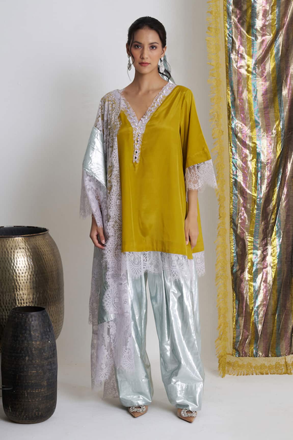 Siyona by Ankurita Mustard Sarson Sitara Farshi Set 