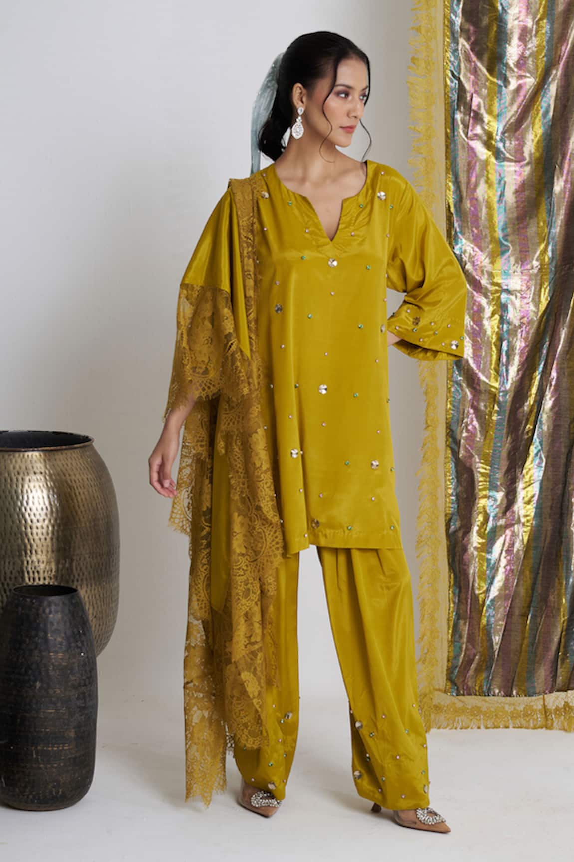Siyona by Ankurita Mustard Sarson Softy Farshi Set 