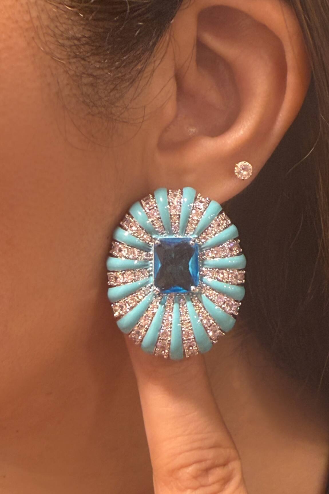 Studio6 Jewels Contemporary Blue Stud Earrings 