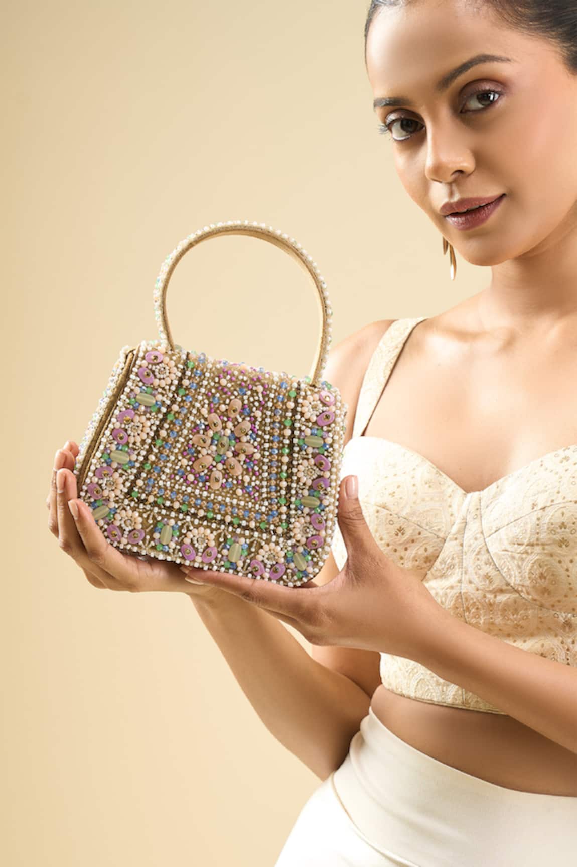 Tasna Multi Color Beaded Clutch 
