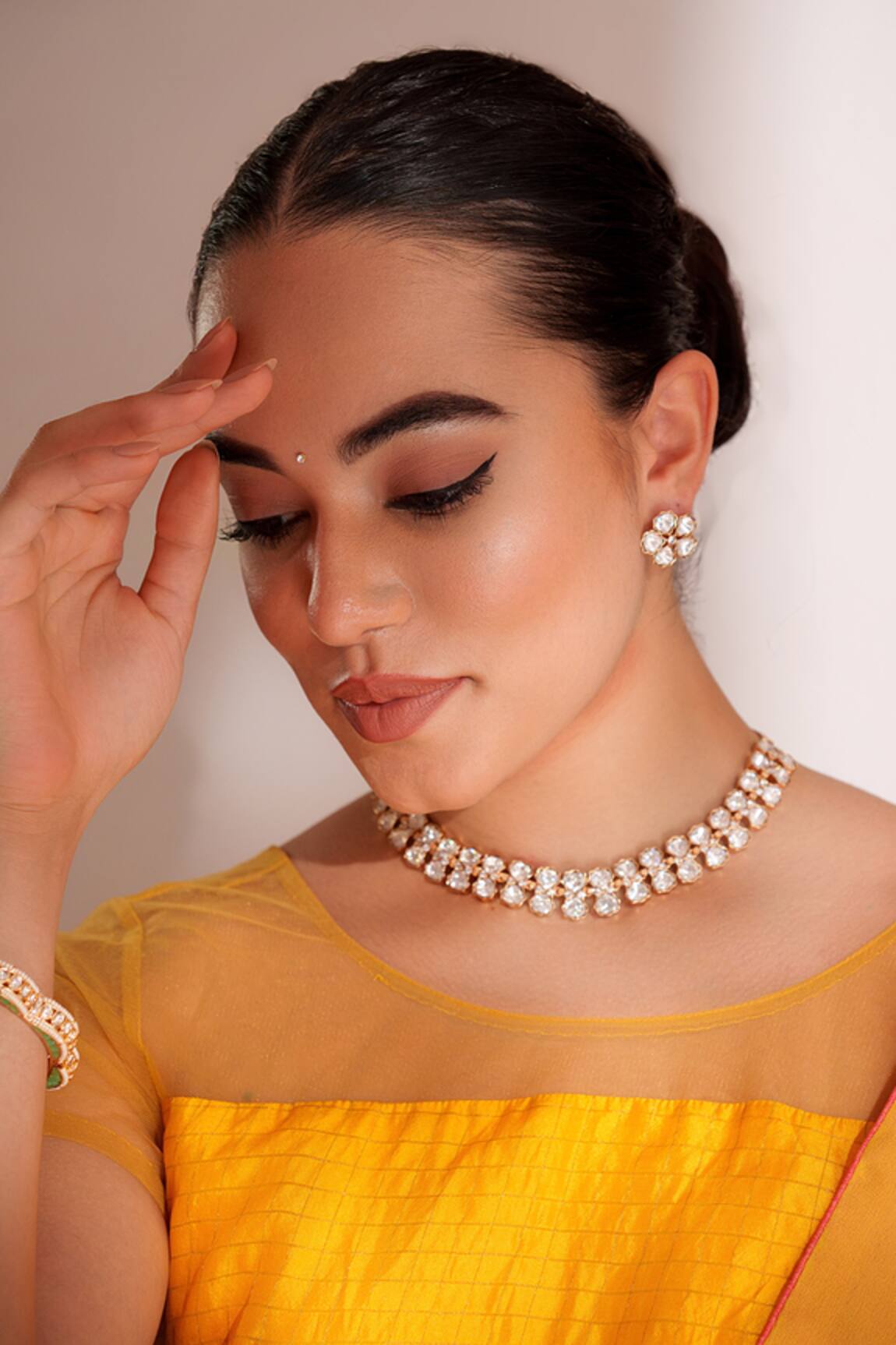 ZEVAR BY GEETA Gold Kundan Polki Necklace & Earring Set 