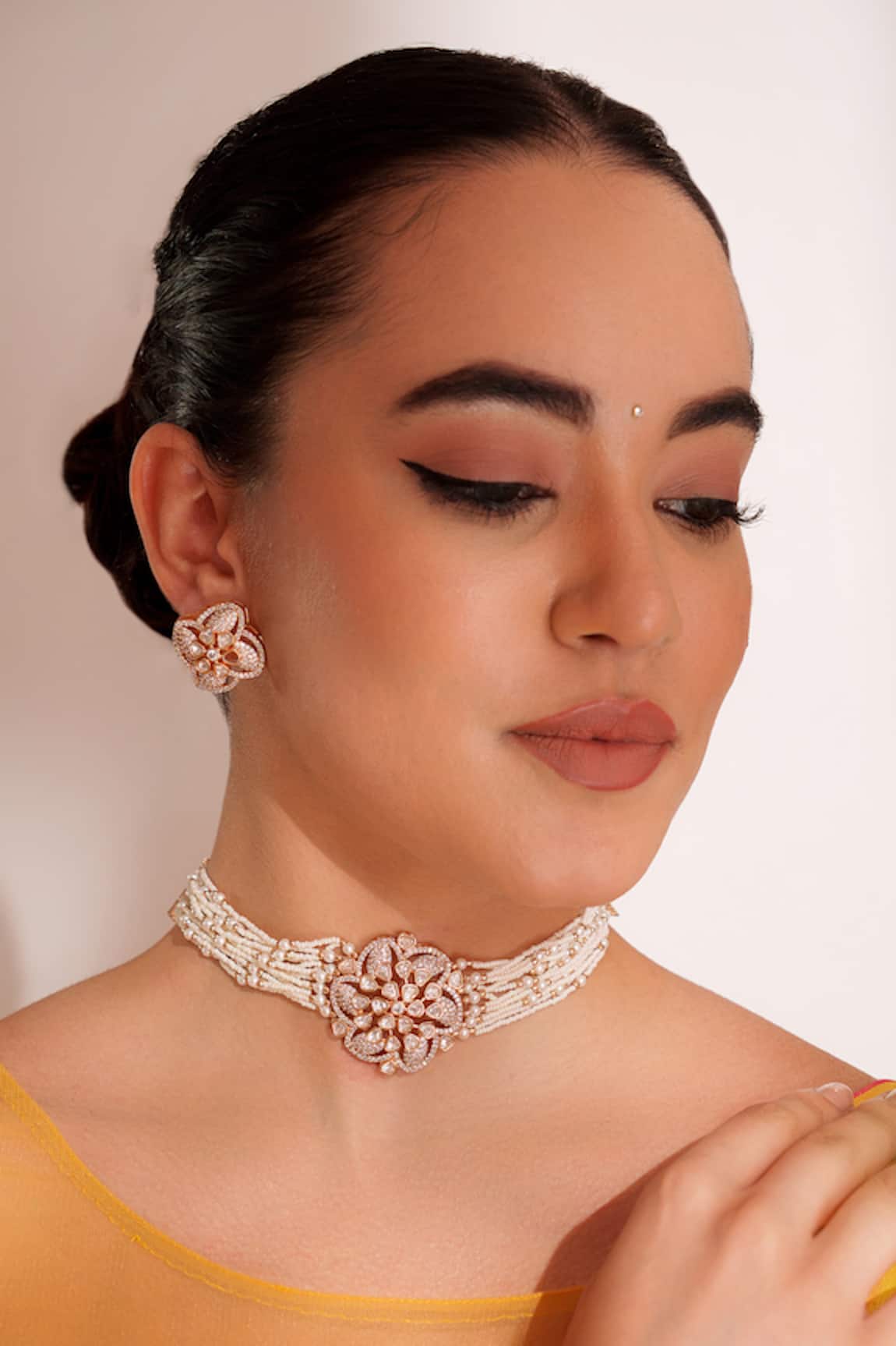 ZEVAR BY GEETA Gold Kundan Polki Necklace & Earrings Set 