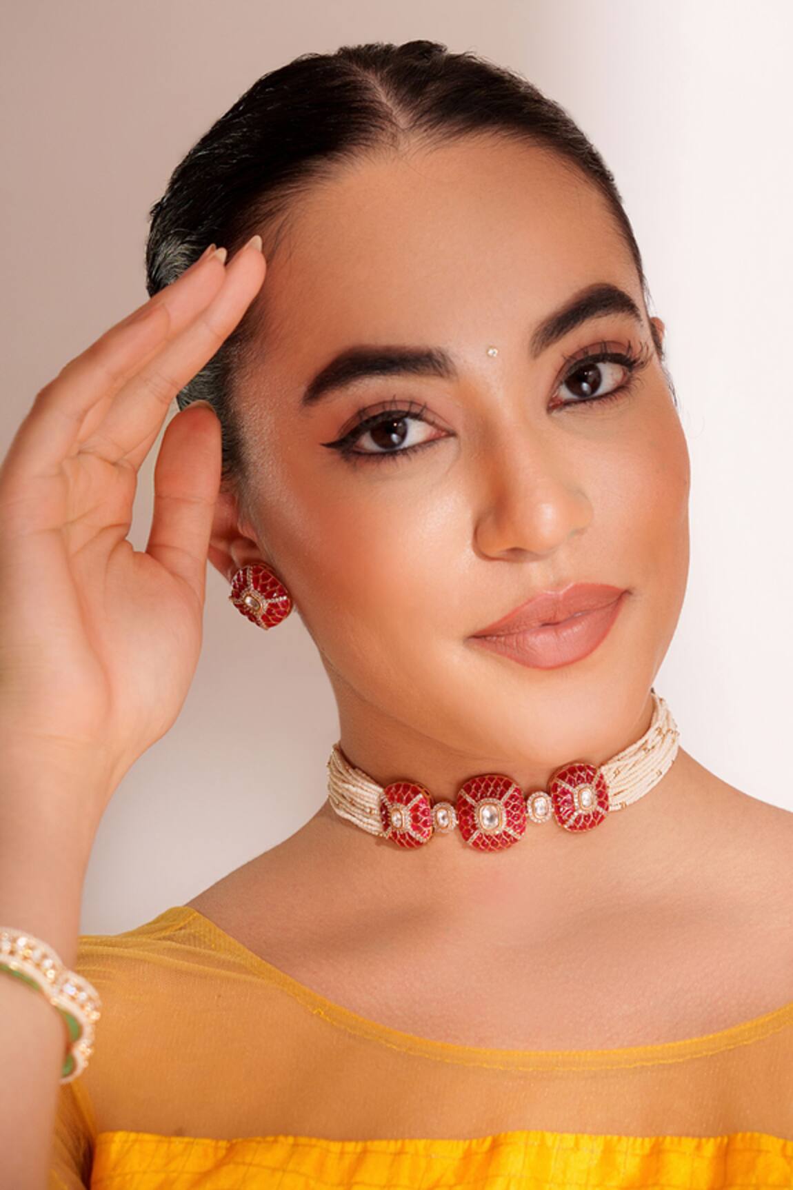 ZEVAR BY GEETA Designer Kundan Polki Necklace Set 
