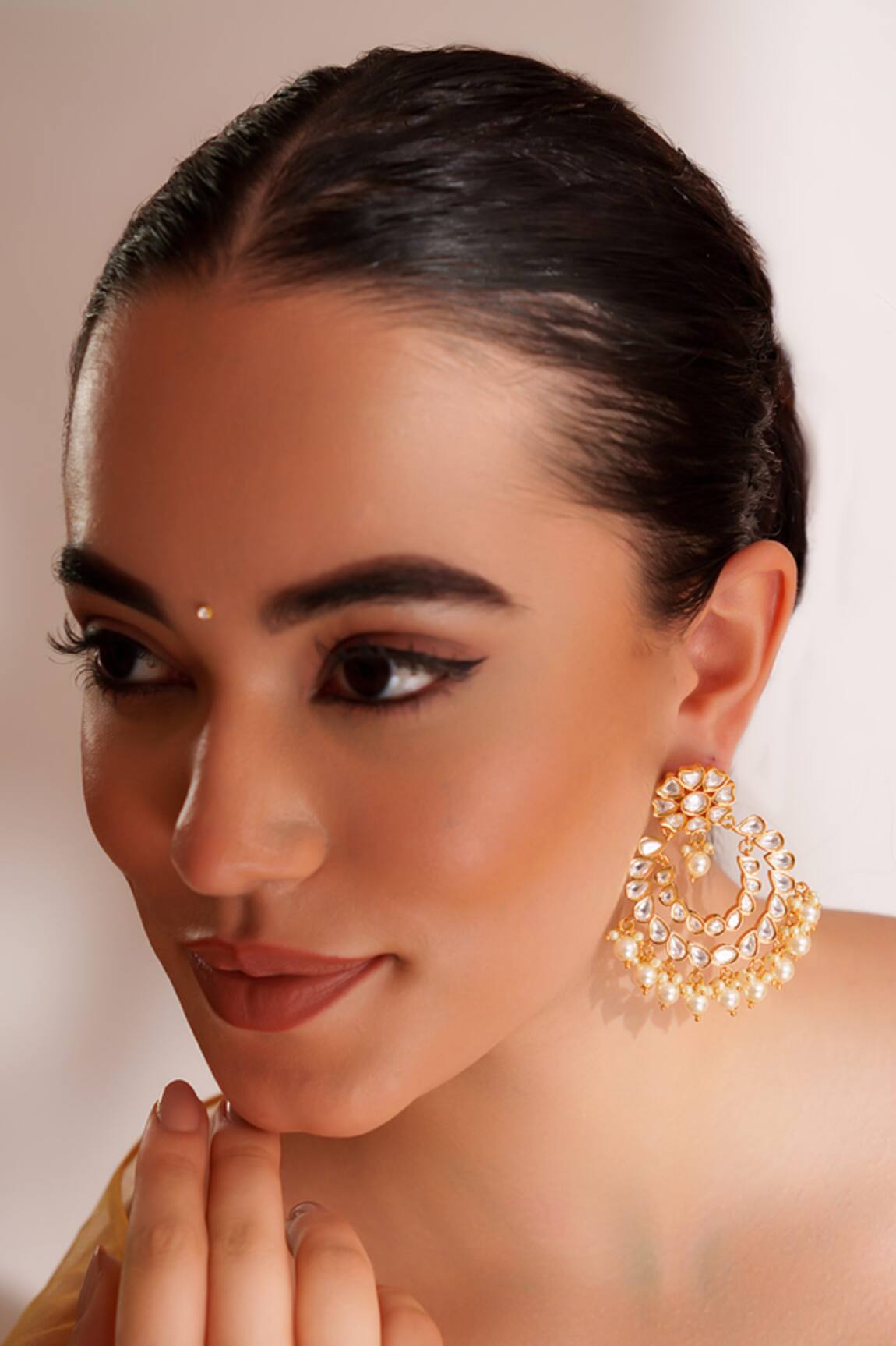 ZEVAR BY GEETA Gold Kundan Polki Danglers 